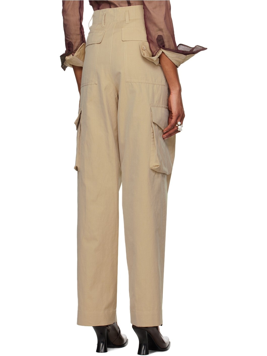 Beige Pleated Trousers - 3