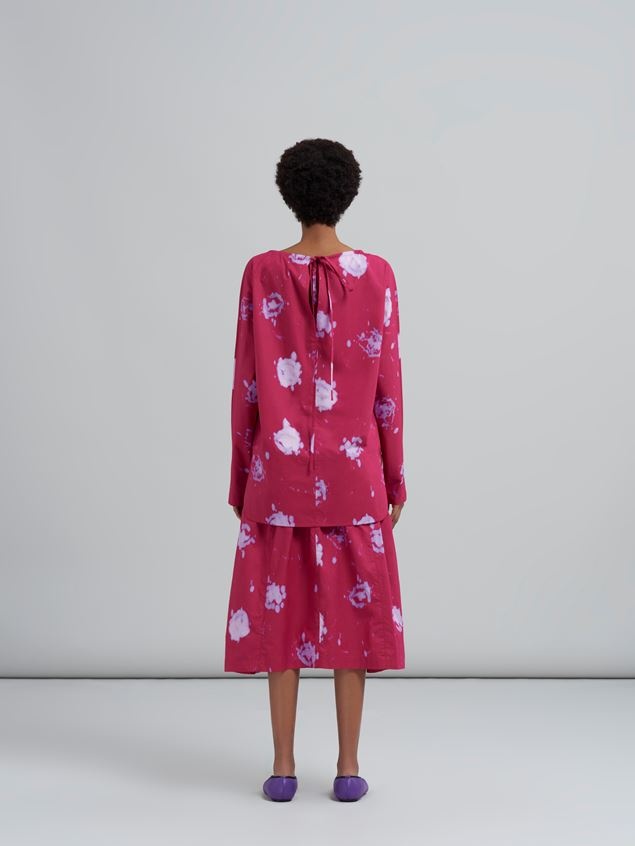 FADED ROSES PRINT POPLIN SKIRT - 3