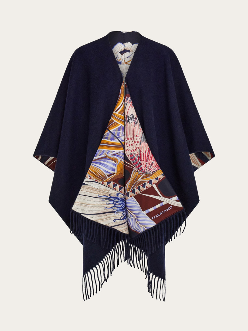 Cashmere and silk reversible cape 1