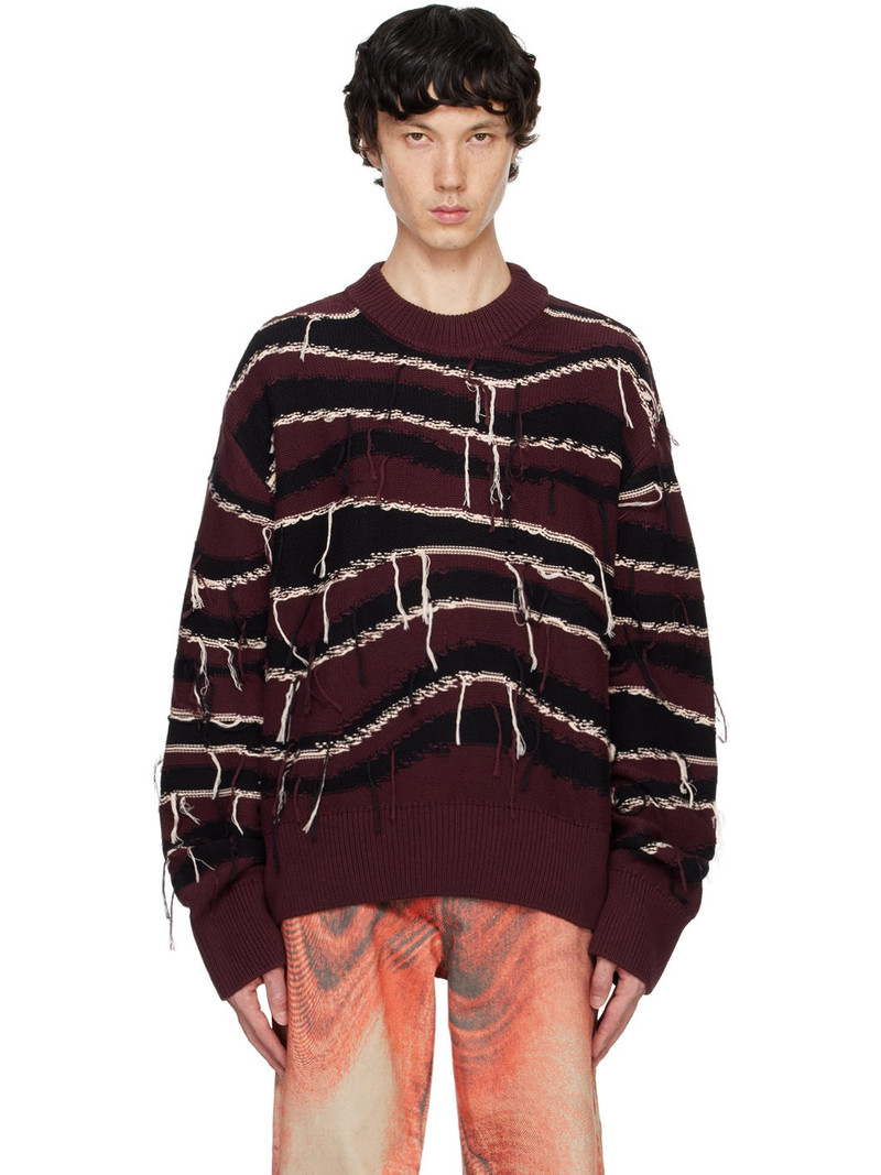 Burgundy Intarsia Knit Sweater 1
