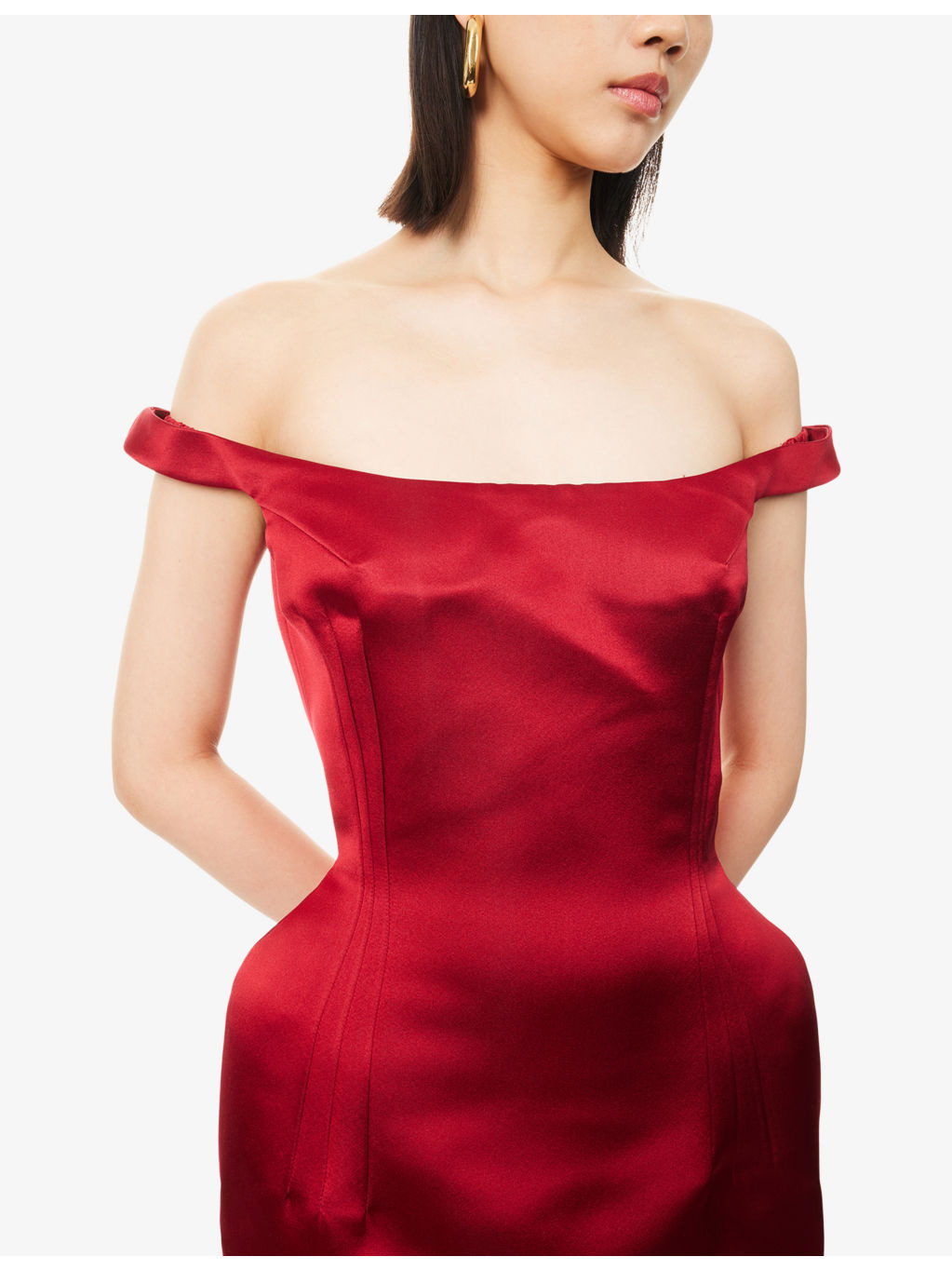 Off-The-Shoulder Sleeveless Silk Midi Dress - 5