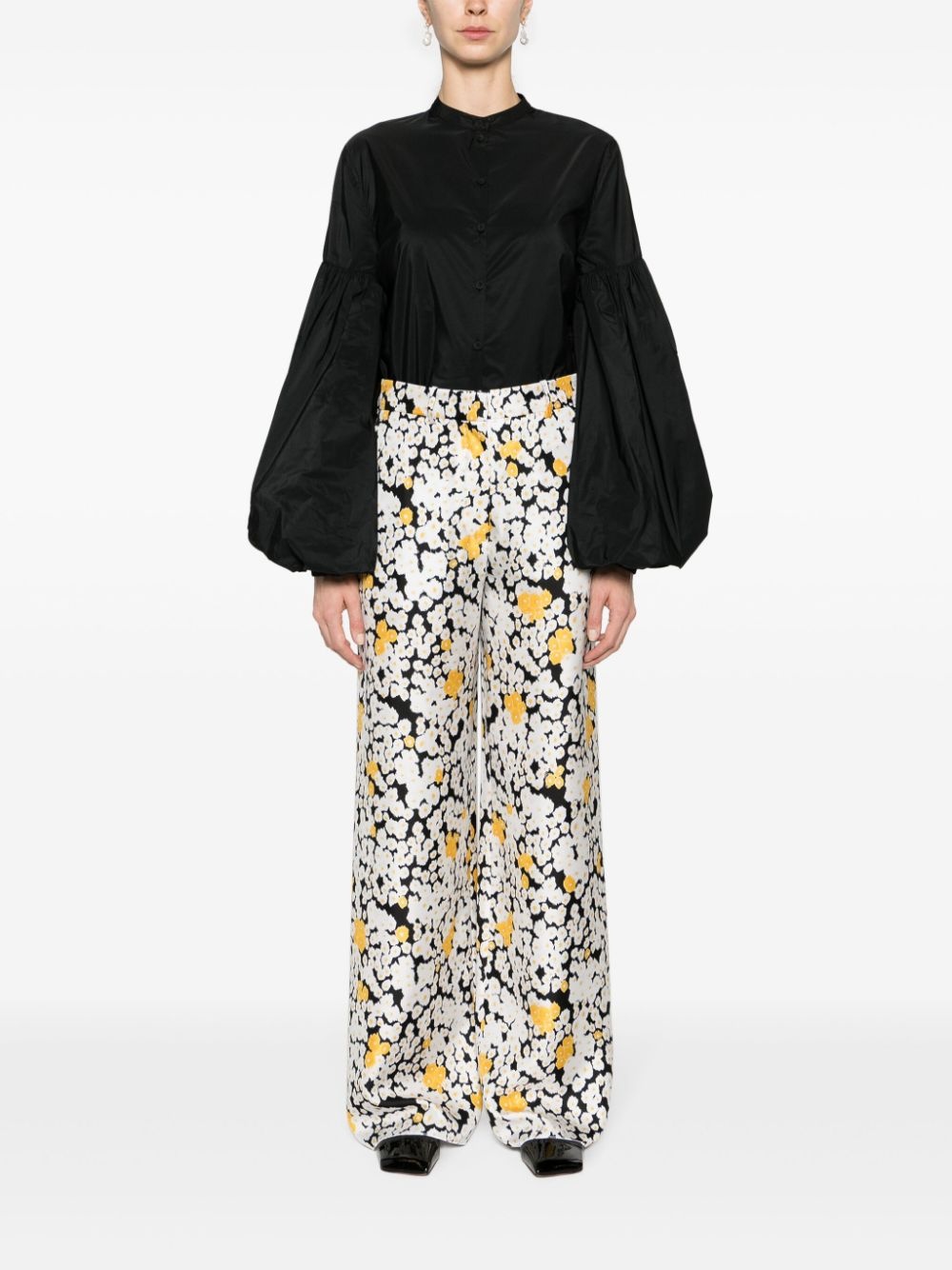 floral wide-leg trousers - 2