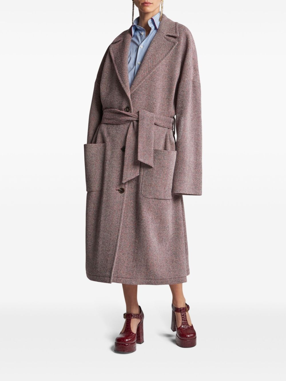belted wool coat - 3