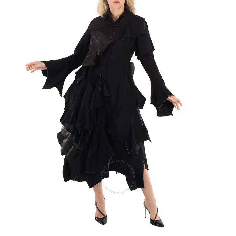 Yohji Yamamoto Black Multi Layered D Collar Dress, Brand Size 1 (Small) - 4