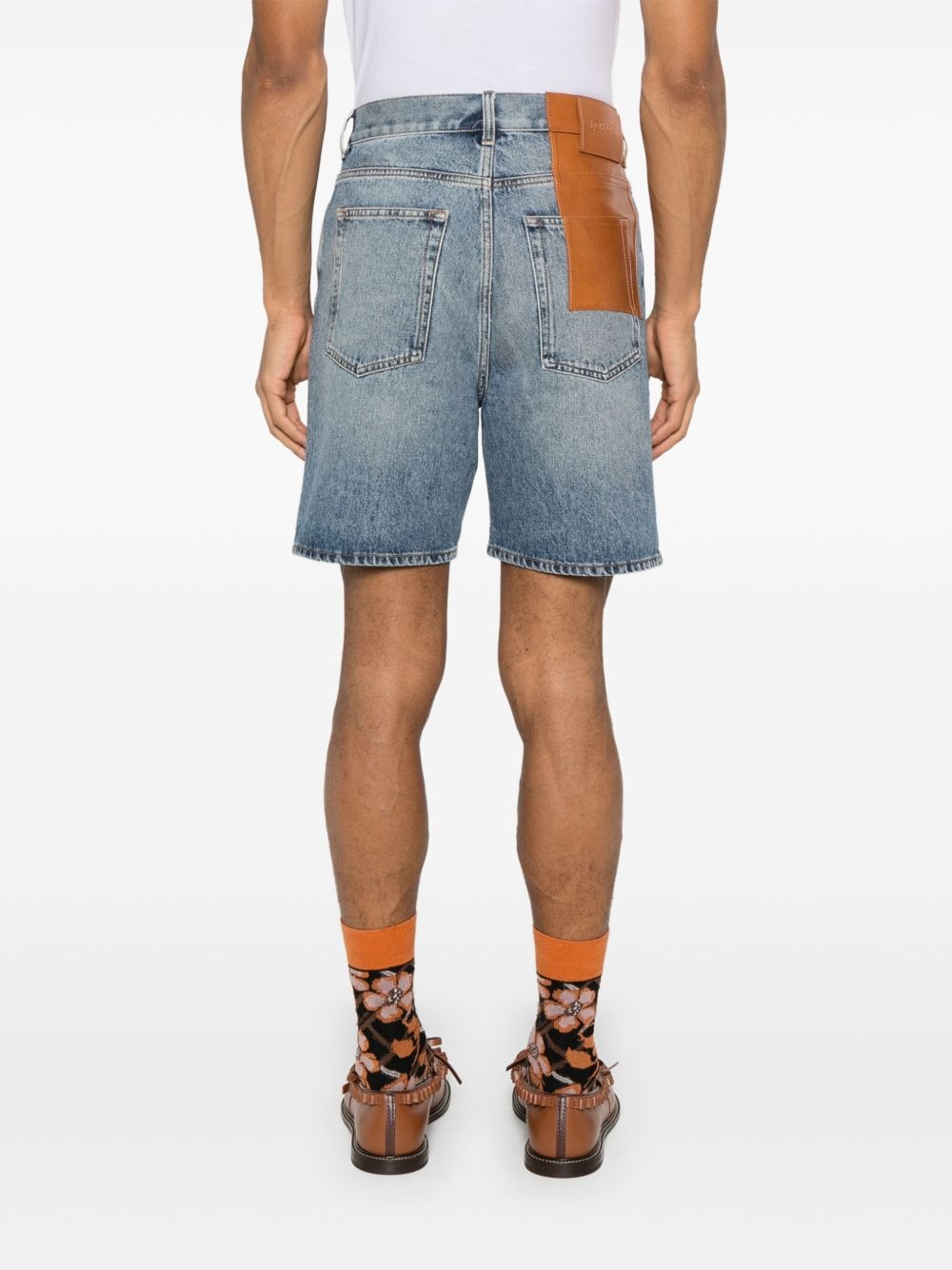 logo-patch denim shorts - 4