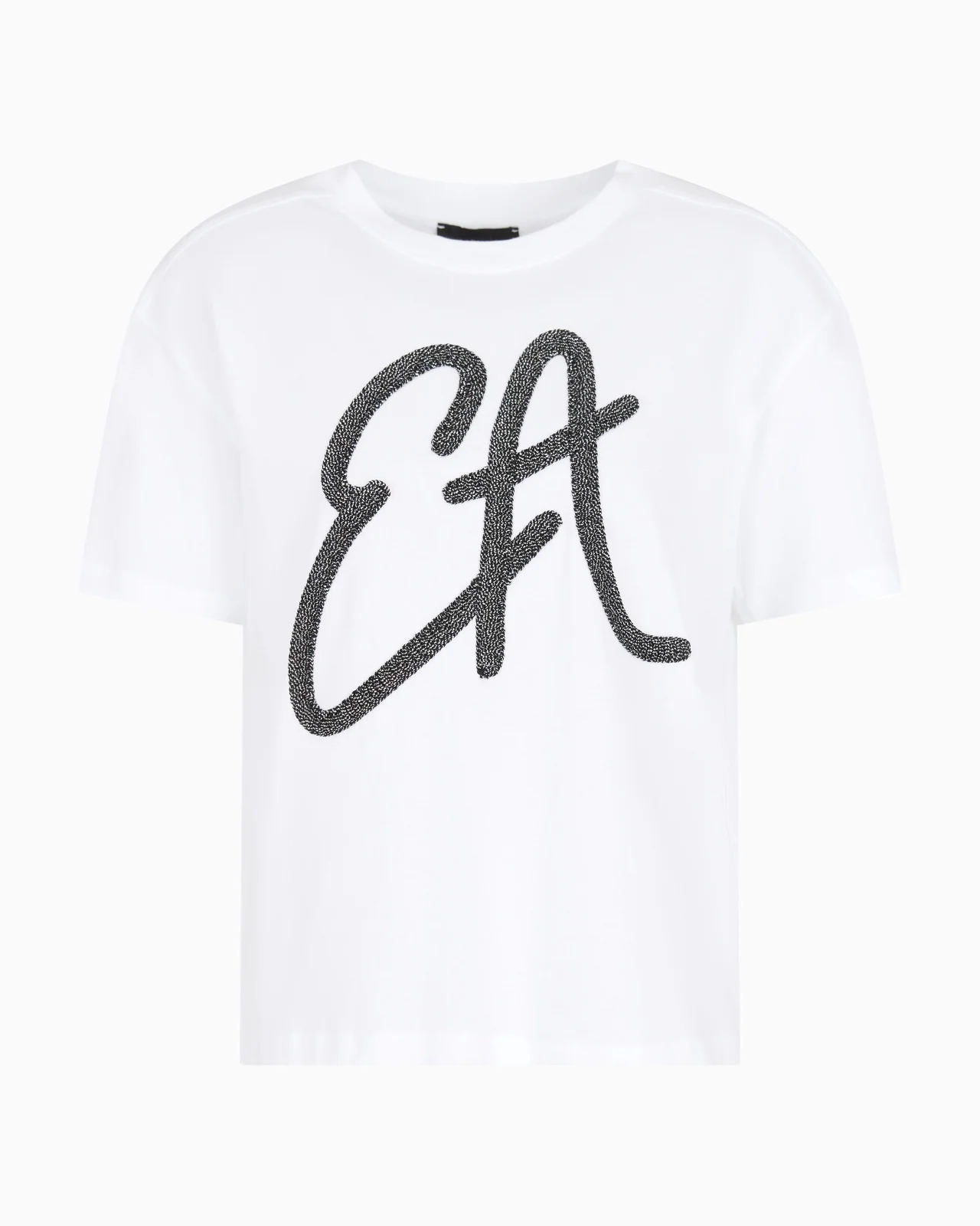 COTTON-JERSEY T-SHIRT WITH OVERSIZED LUREX LOGO - 1
