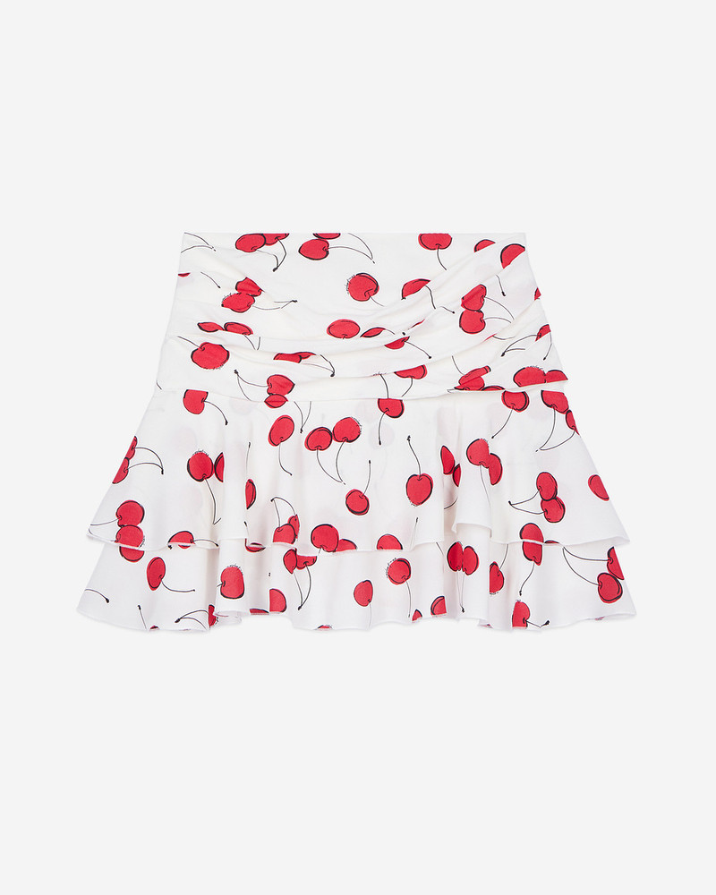 SHORT CHERRY PRINTED DRAPED SKIRT 1