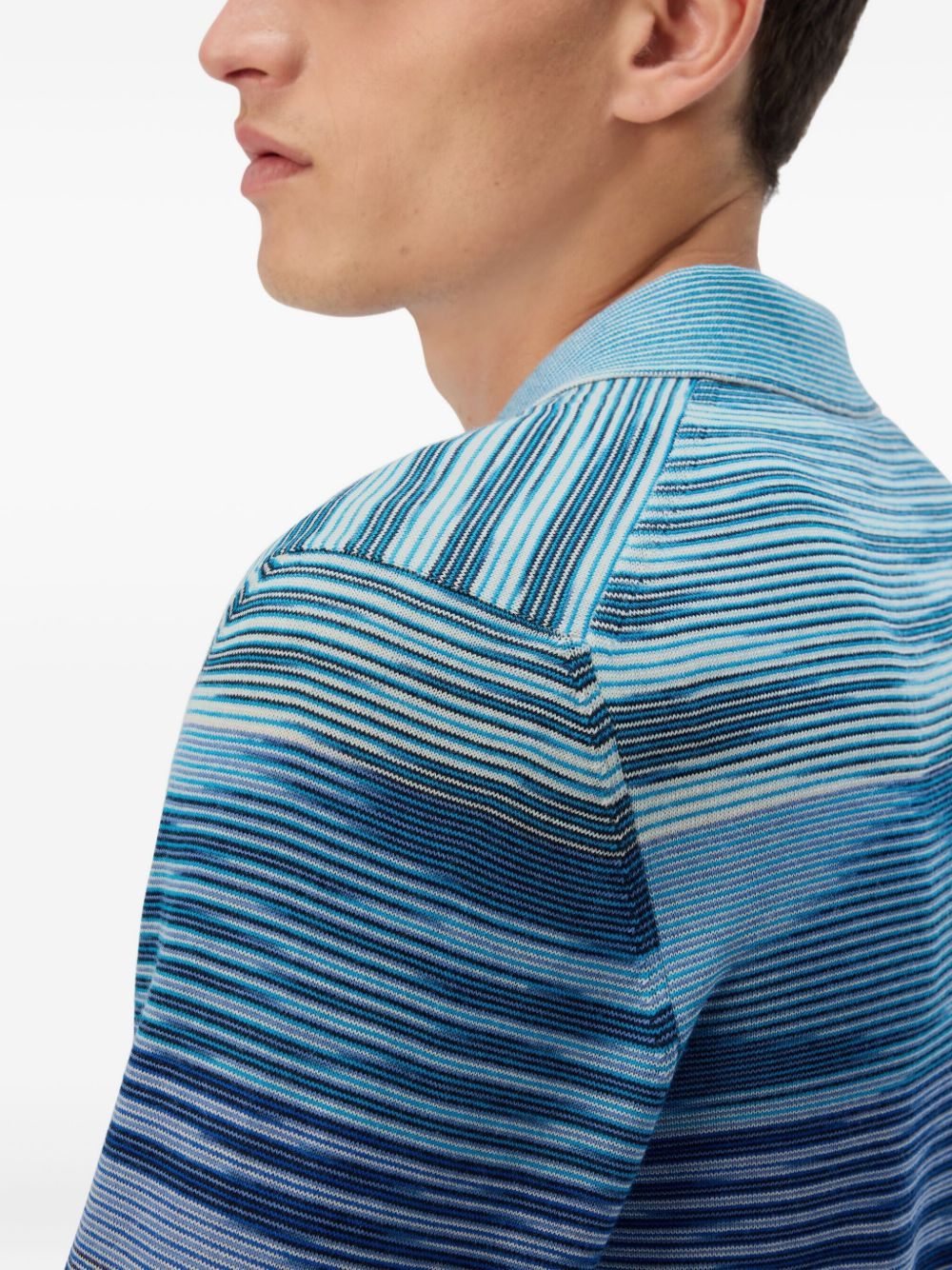 striped long-sleeved polo shirt - 4