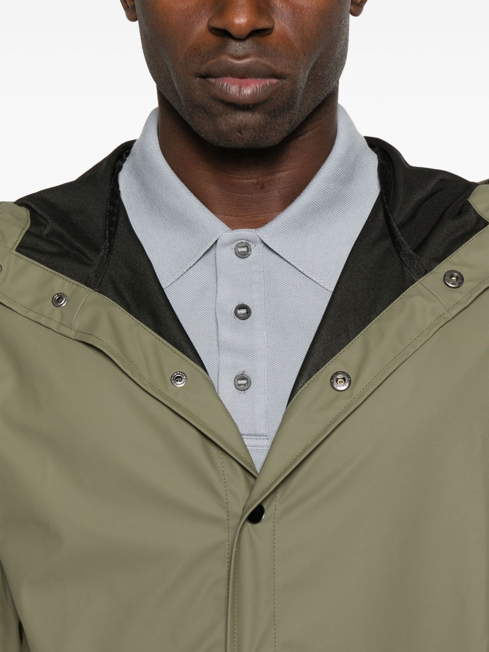 hooded button-fastening jacket - 5