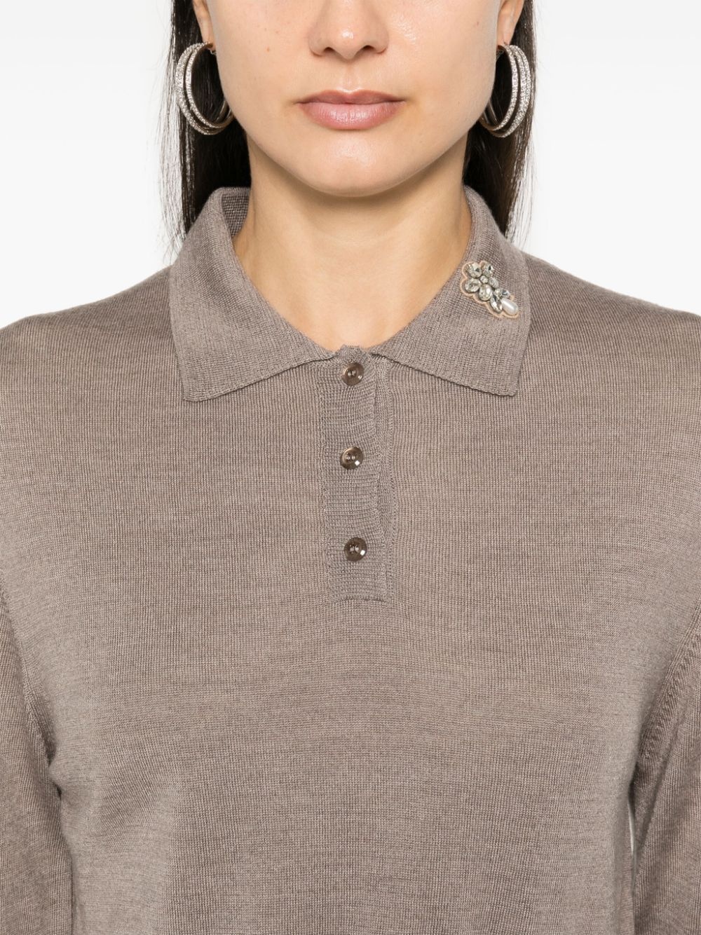 embellished polo sweater - 5