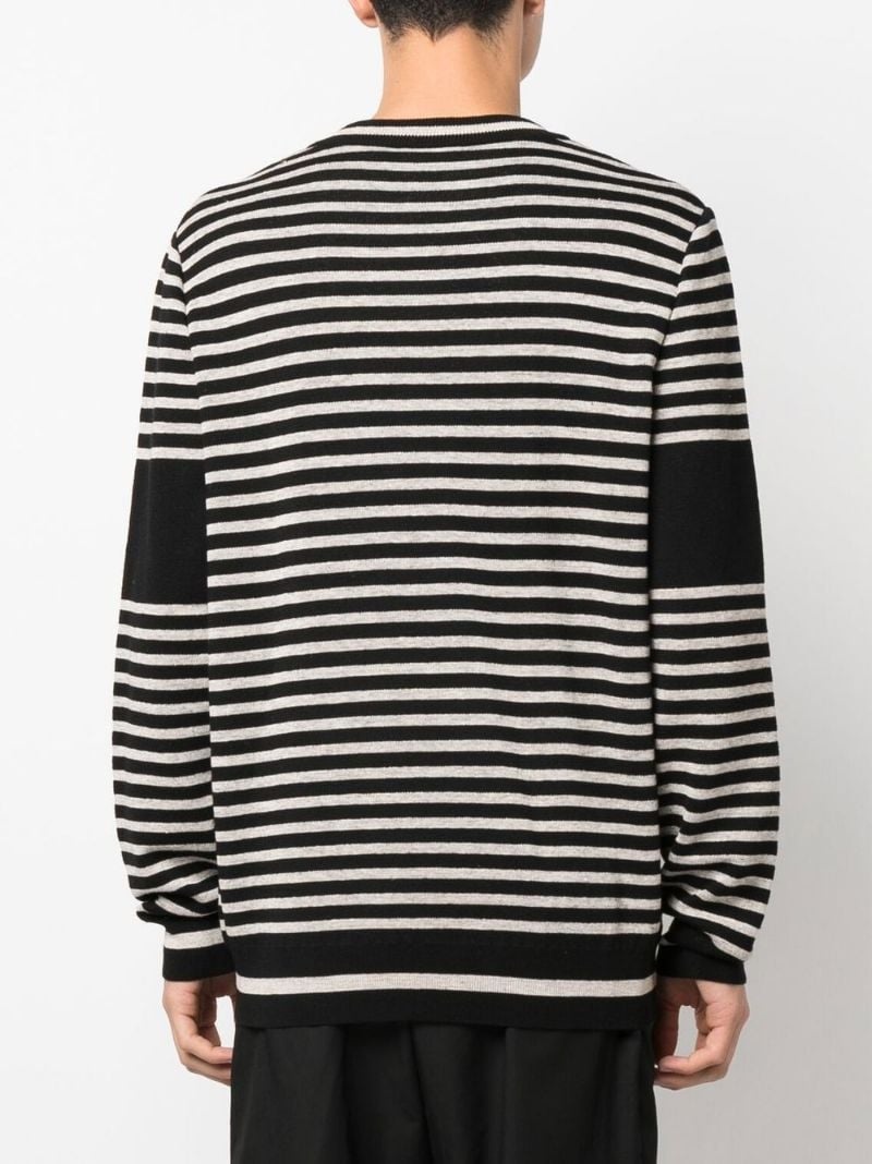 striped intarsia logo jumper - 4