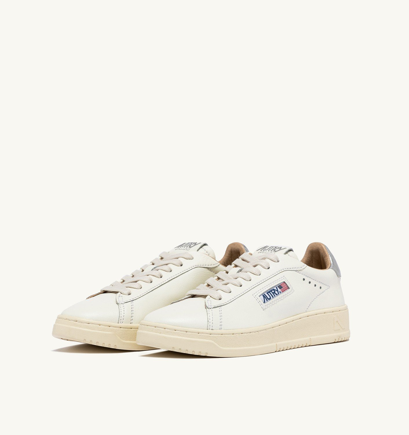 DALLAS LOW SNEAKERS IN WHITE AND SILVER LEATHER - 2