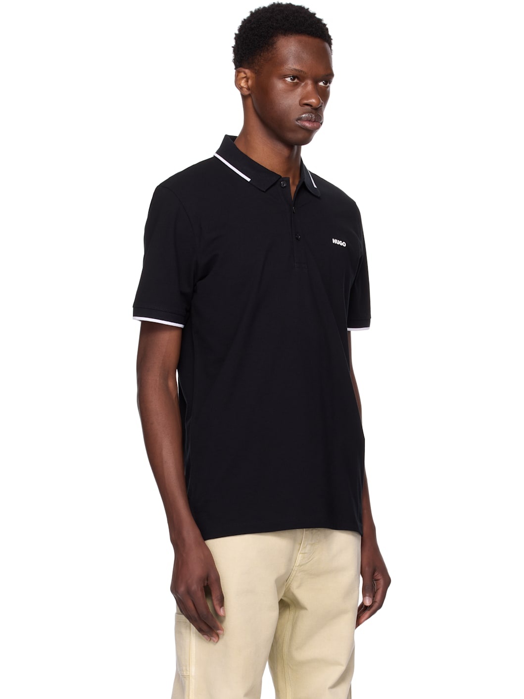 Black Stretch Cotton Slim-Fit Logo Polo - 2