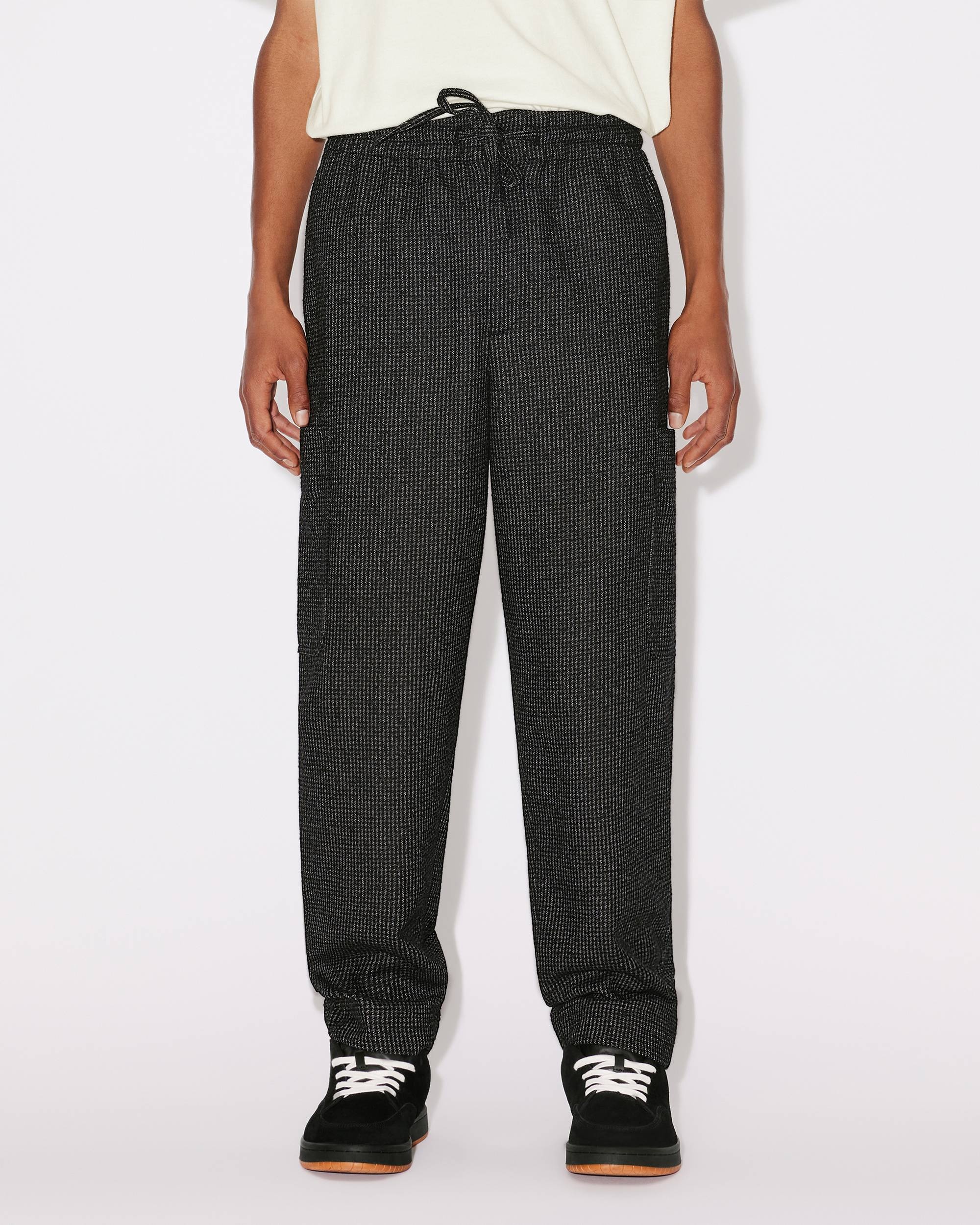 Checked wool cargo trousers - 4