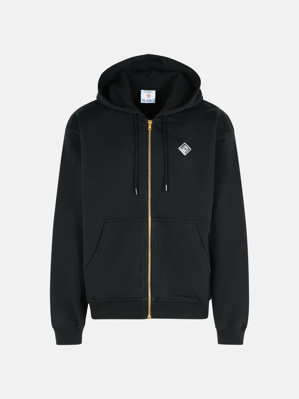 BLACK COTTON SWEATSHIRT - 1