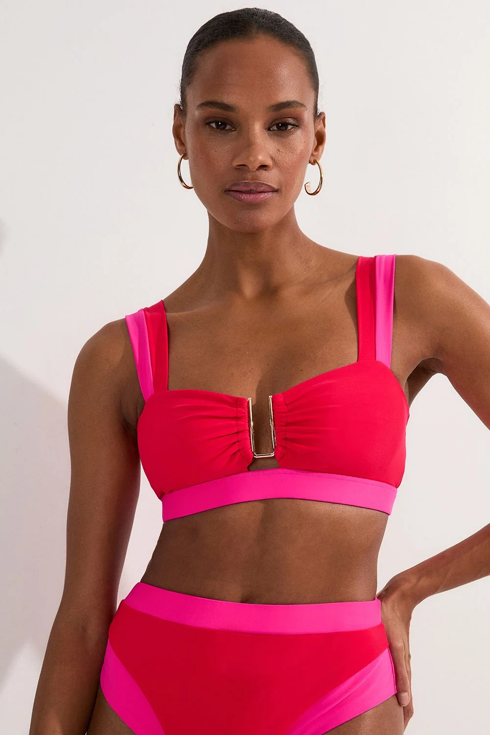Contrast Trim High Cut Bikini Bottom - 1