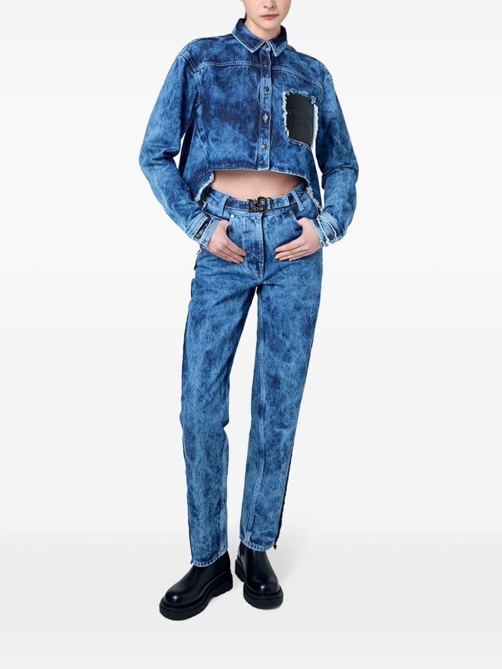 logo-appliqué denim shirt - 2