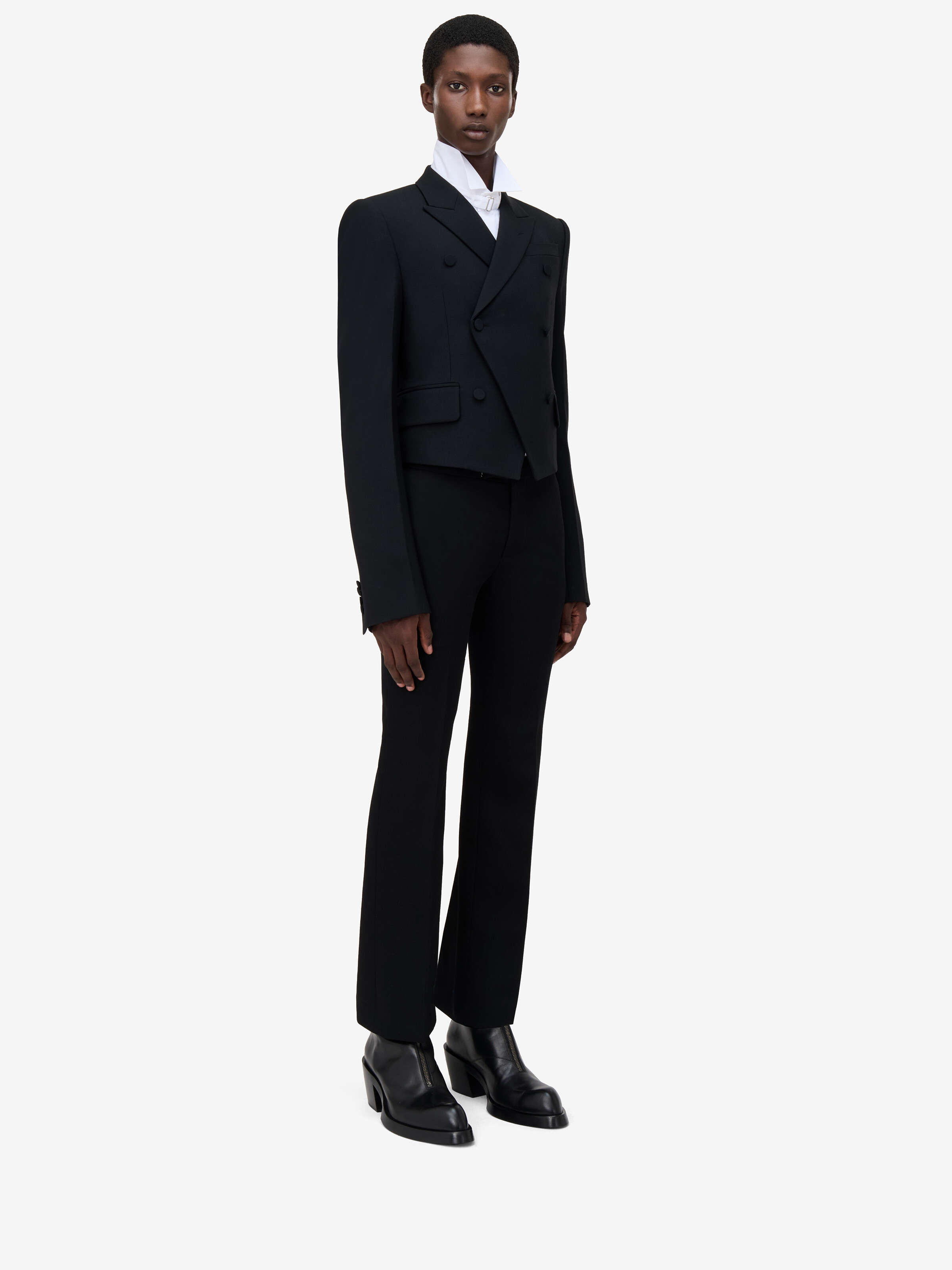 Double-Breasted Shrunken Blazer - 4