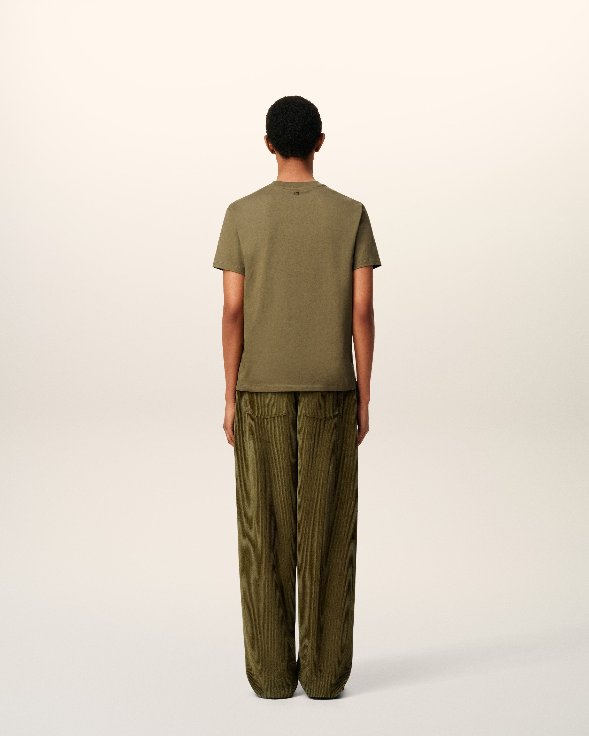 GREEN COTTON CORDUROY LARGE FIT TROUSERS - 4
