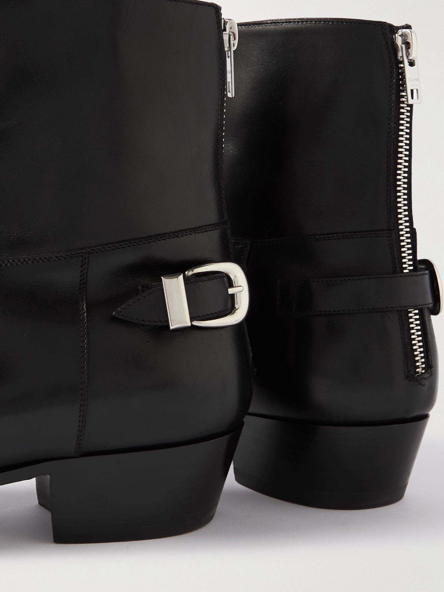 Drugstore Buckled Leather Ankle Boots Black - 6
