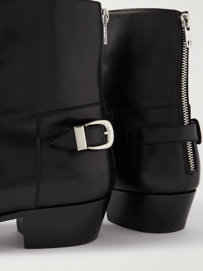 Drugstore Buckled Leather Ankle Boots Black 6