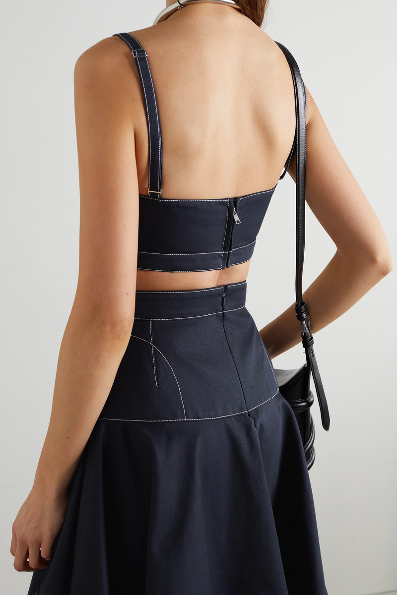 Cropped topstitched cotton-gabardine top 3