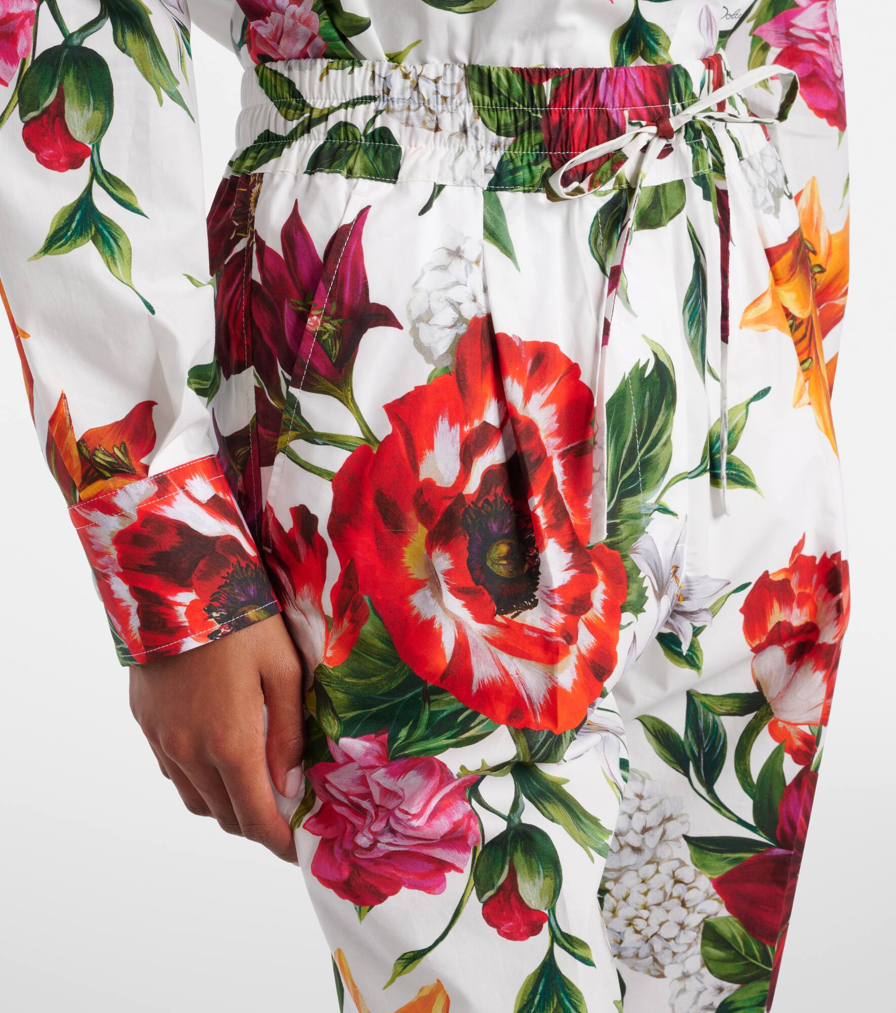 Floral high-rise cotton straight pants - 4