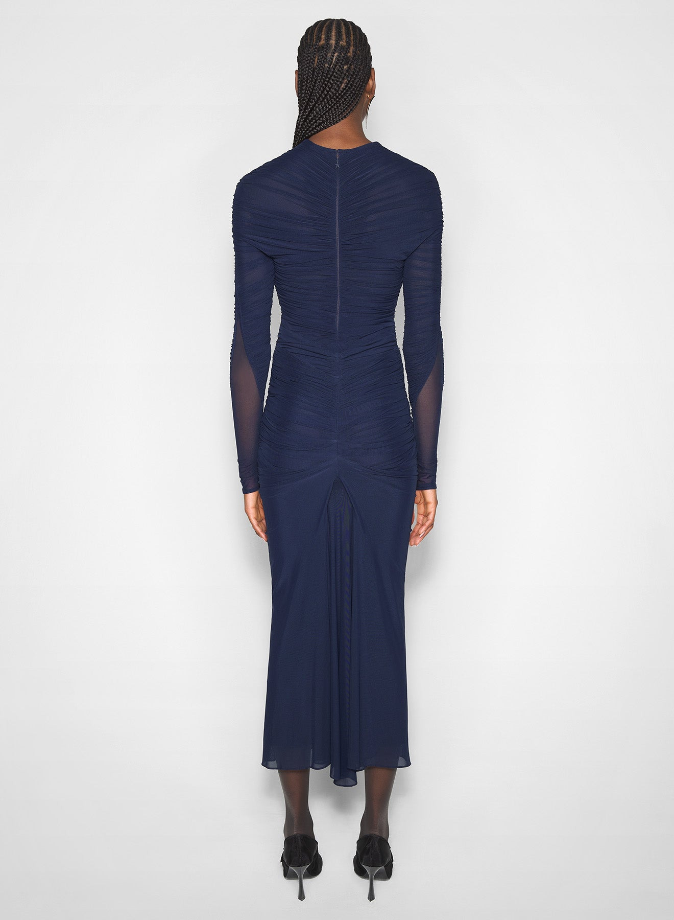 navy ruched mesh skirt - 3