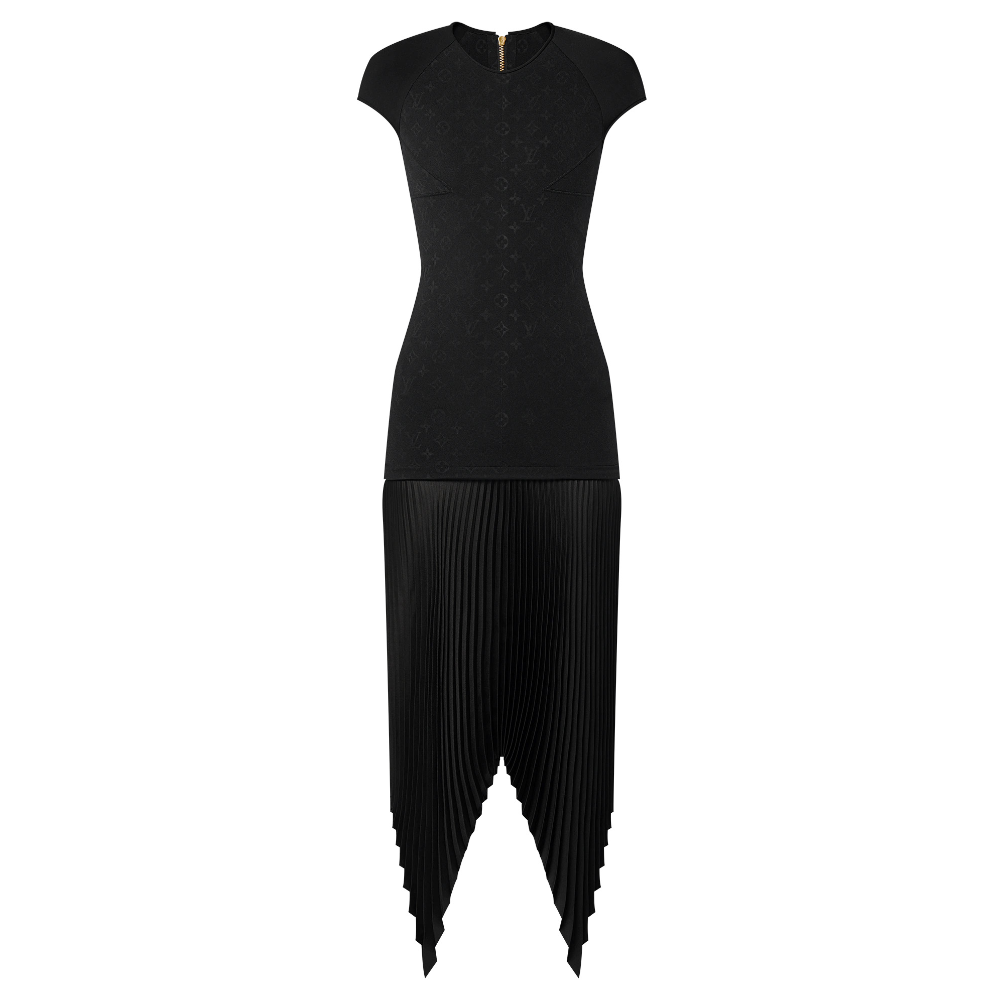 Embossed Monogram Pleated Dress - 1