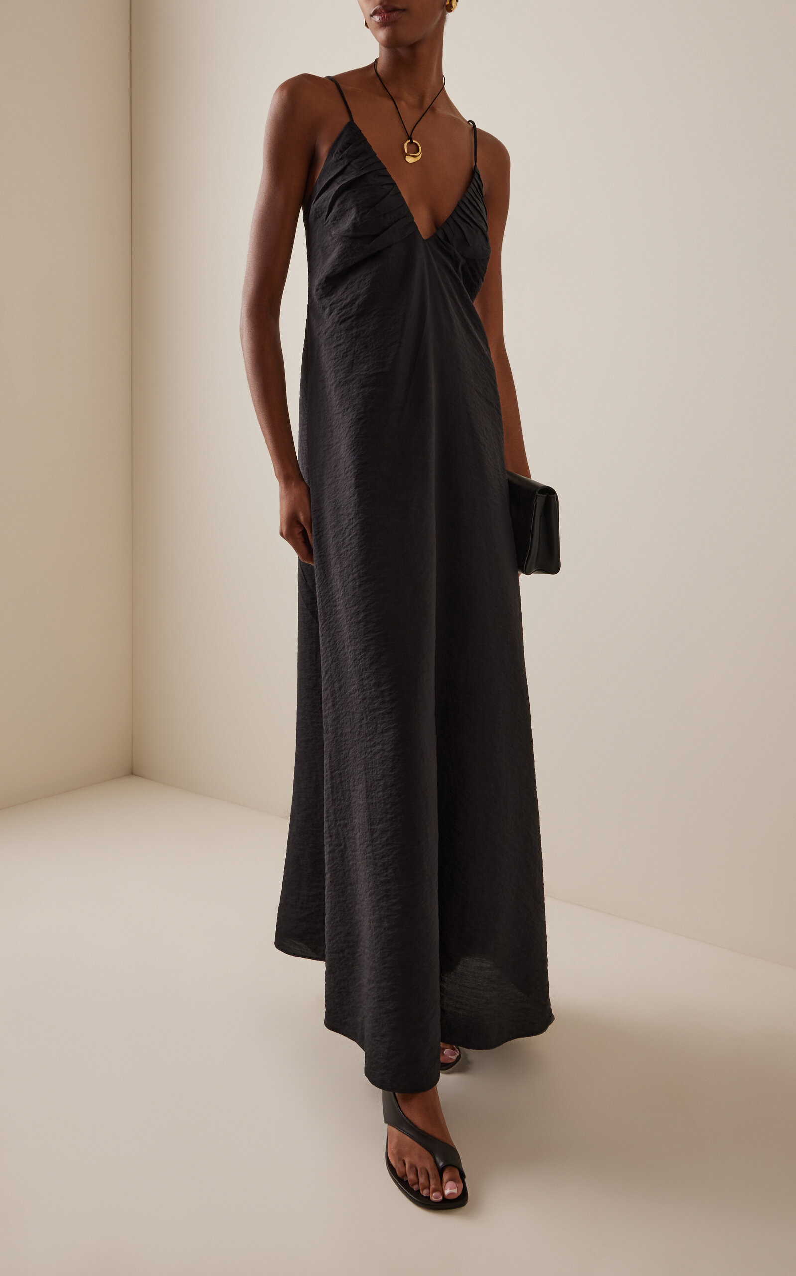Hammered-Silk Maxi Dress black - 2