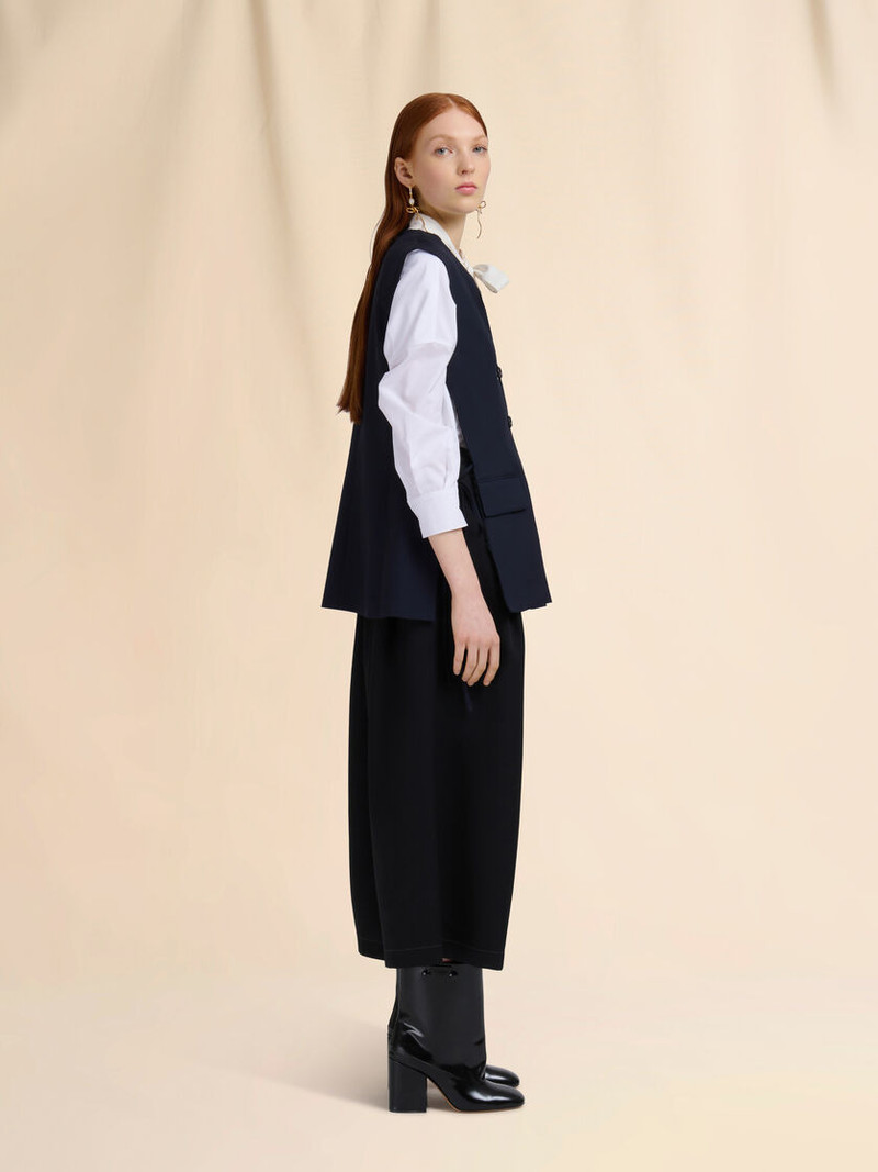 BLACK BATAVIA WOOL LOW-CROTCH TROUSERS 5
