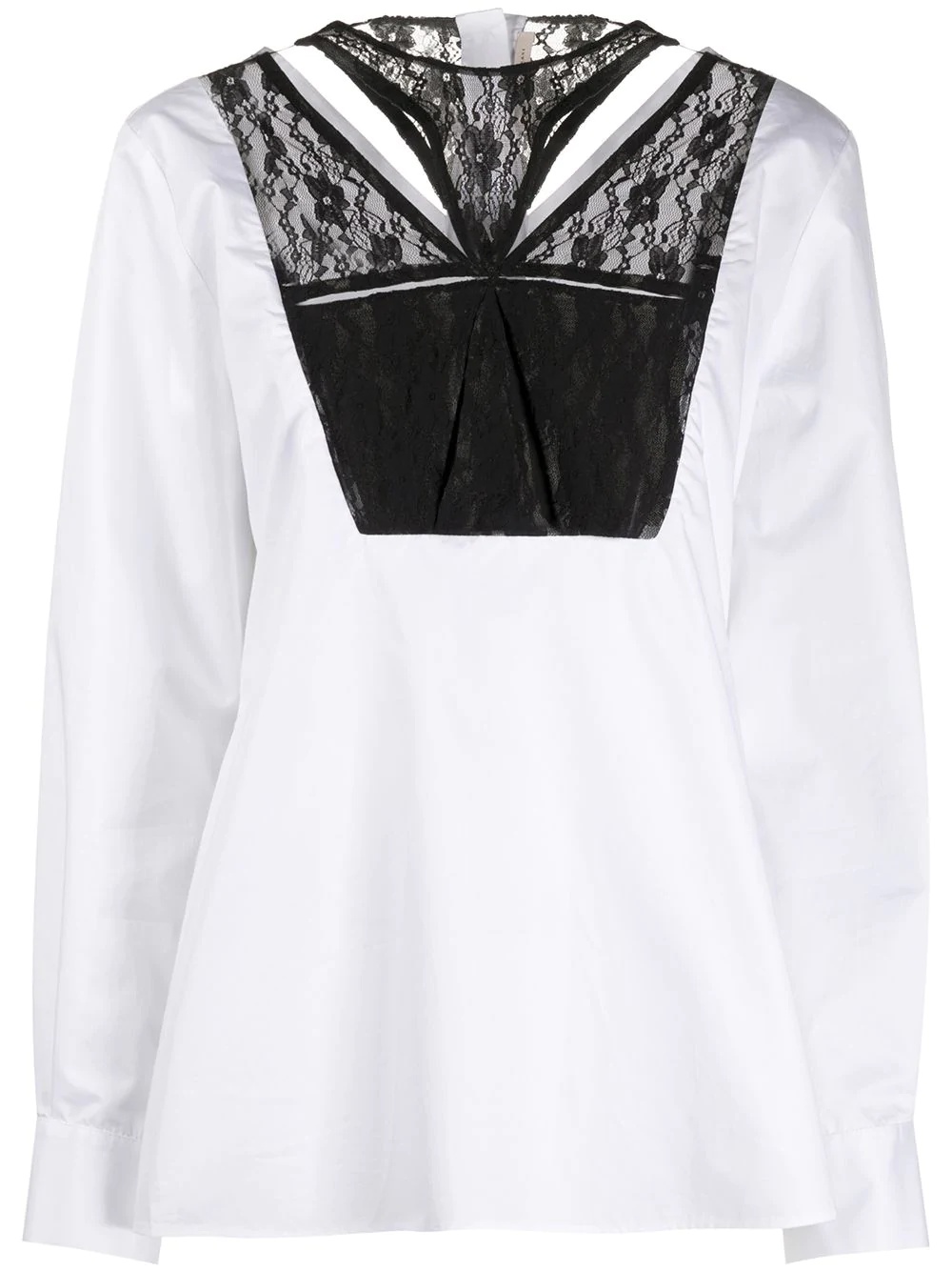 lace-panel tailored blouse - 1