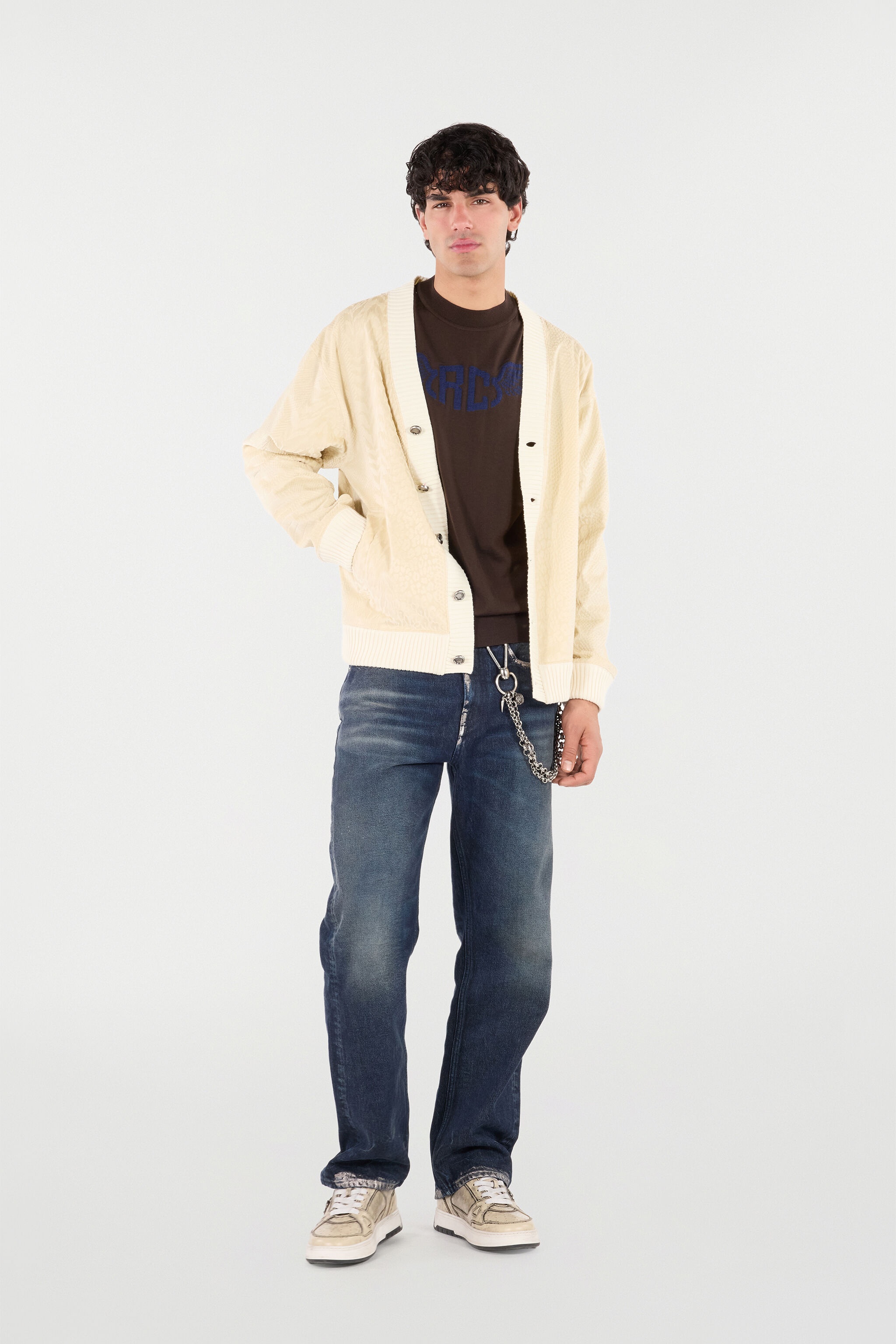 Python-Print Cardigan-Style Sweatshirt - 2