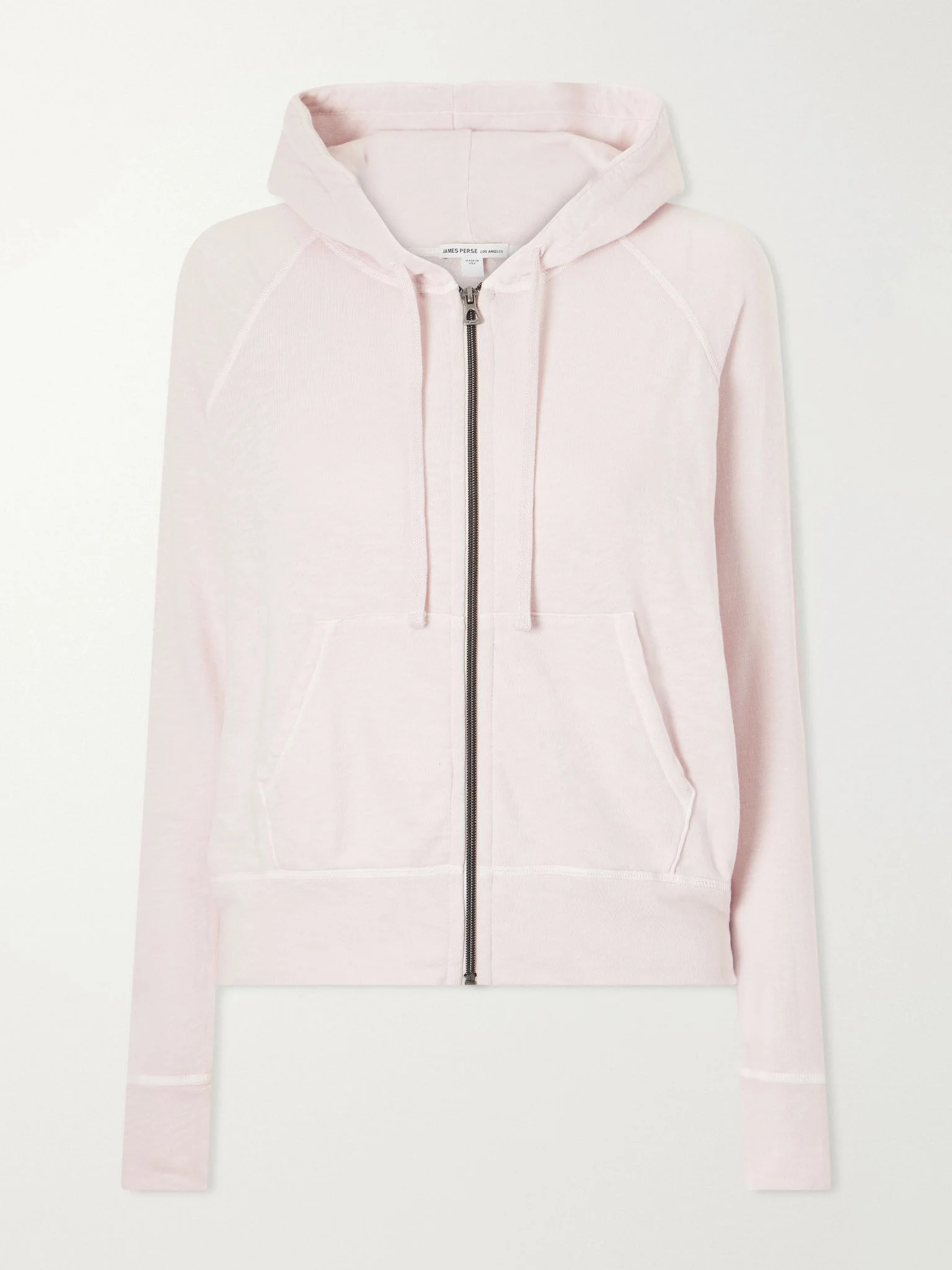 Vintage French cotton-terry hoodie Pastel pink - 1