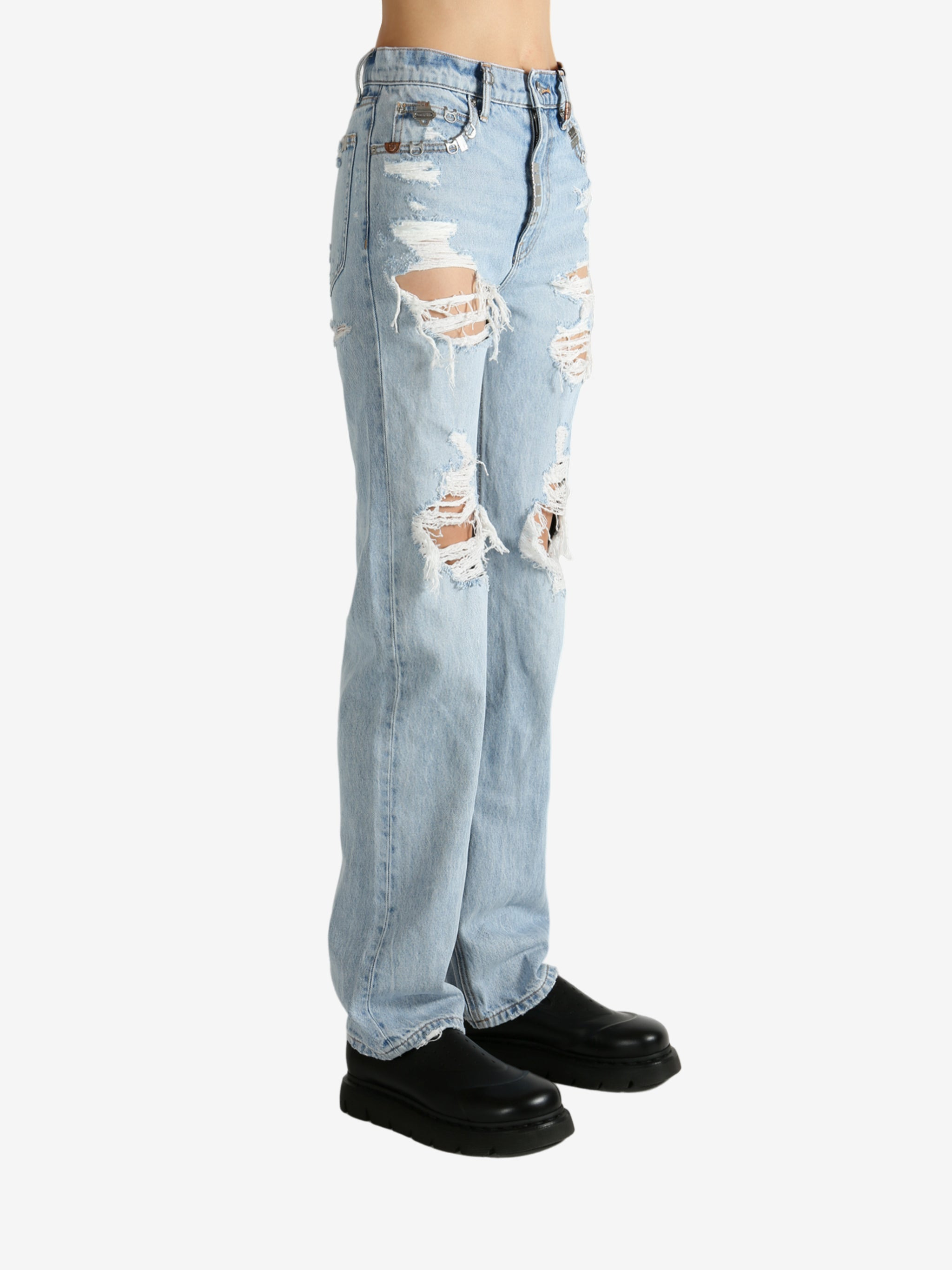 ALEXANDER WANG - Women Hardware Distressed Ez Mid Rise Jean - 2