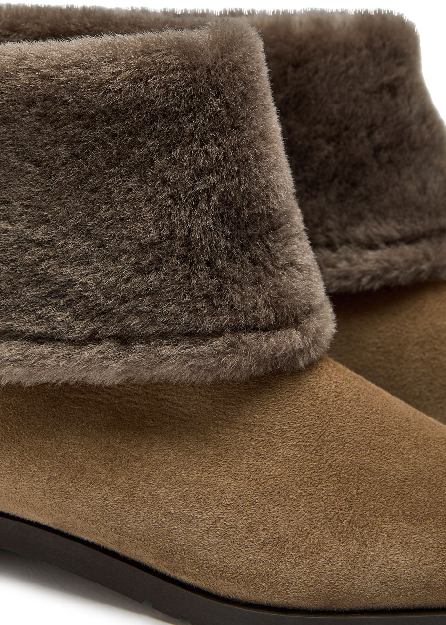 Toteme Shearling-trimmed Suede Ankle Boots - 4