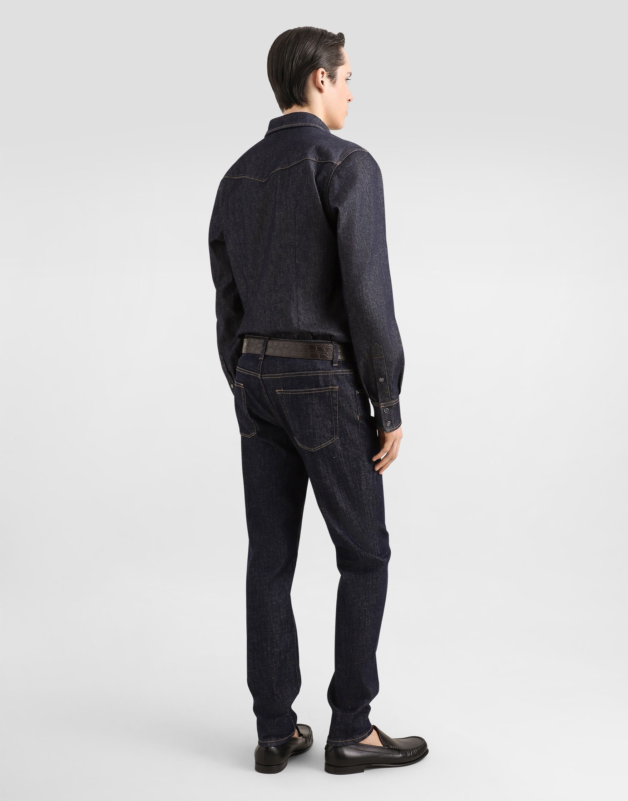 Slim-fit stretch cotton jeans with patch - 3