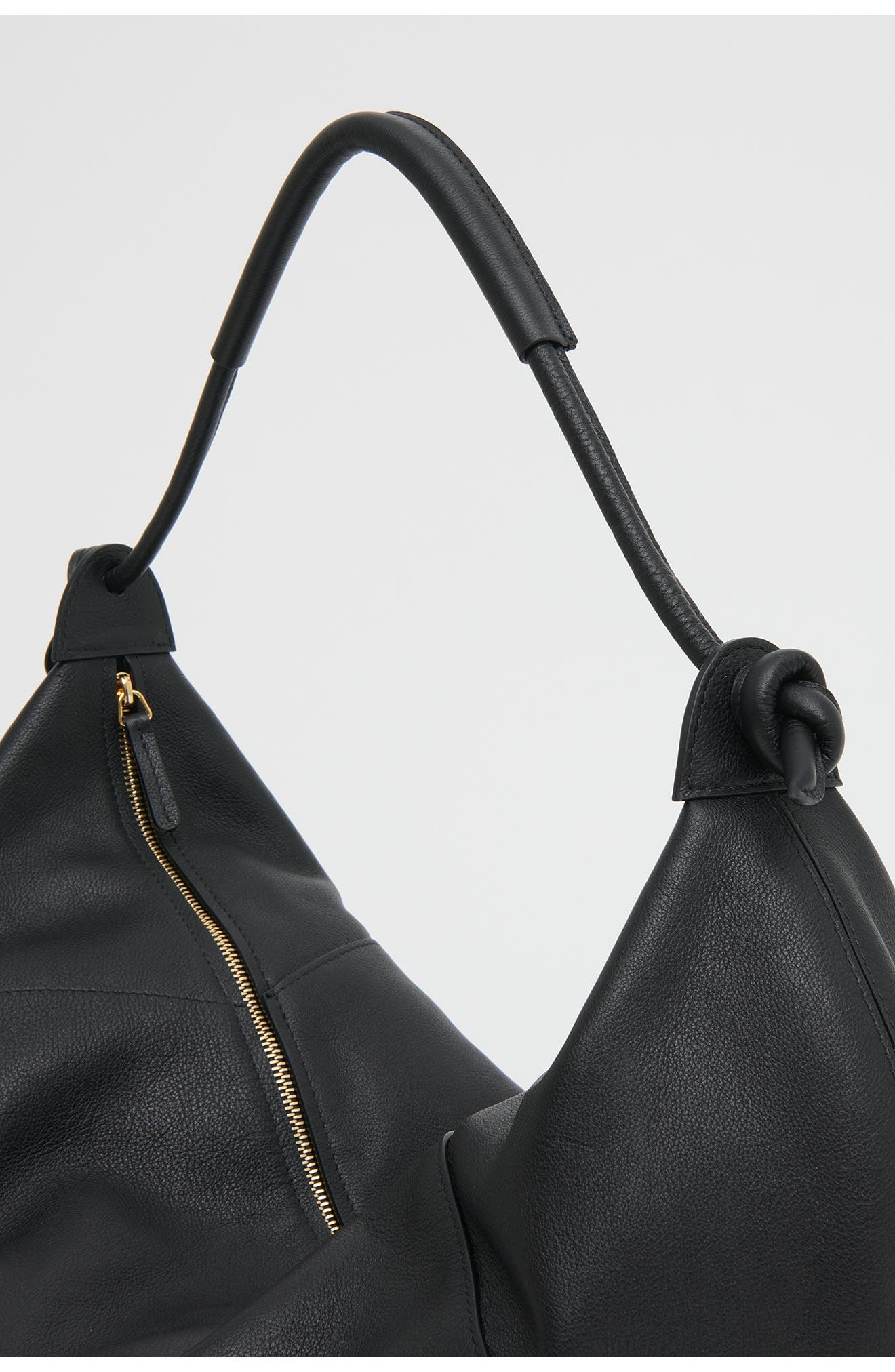Mansur Gavriel Fortuna Leather Hobo Bag in Black at Nordstrom - 4