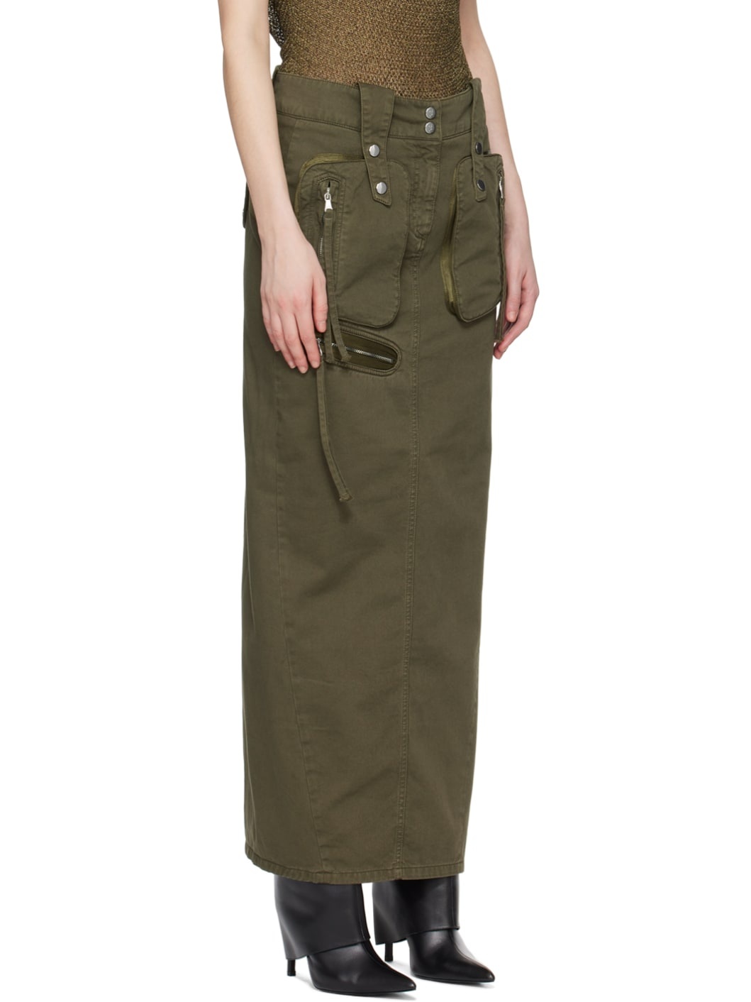 Green Embroidered Maxi Skirt - 2