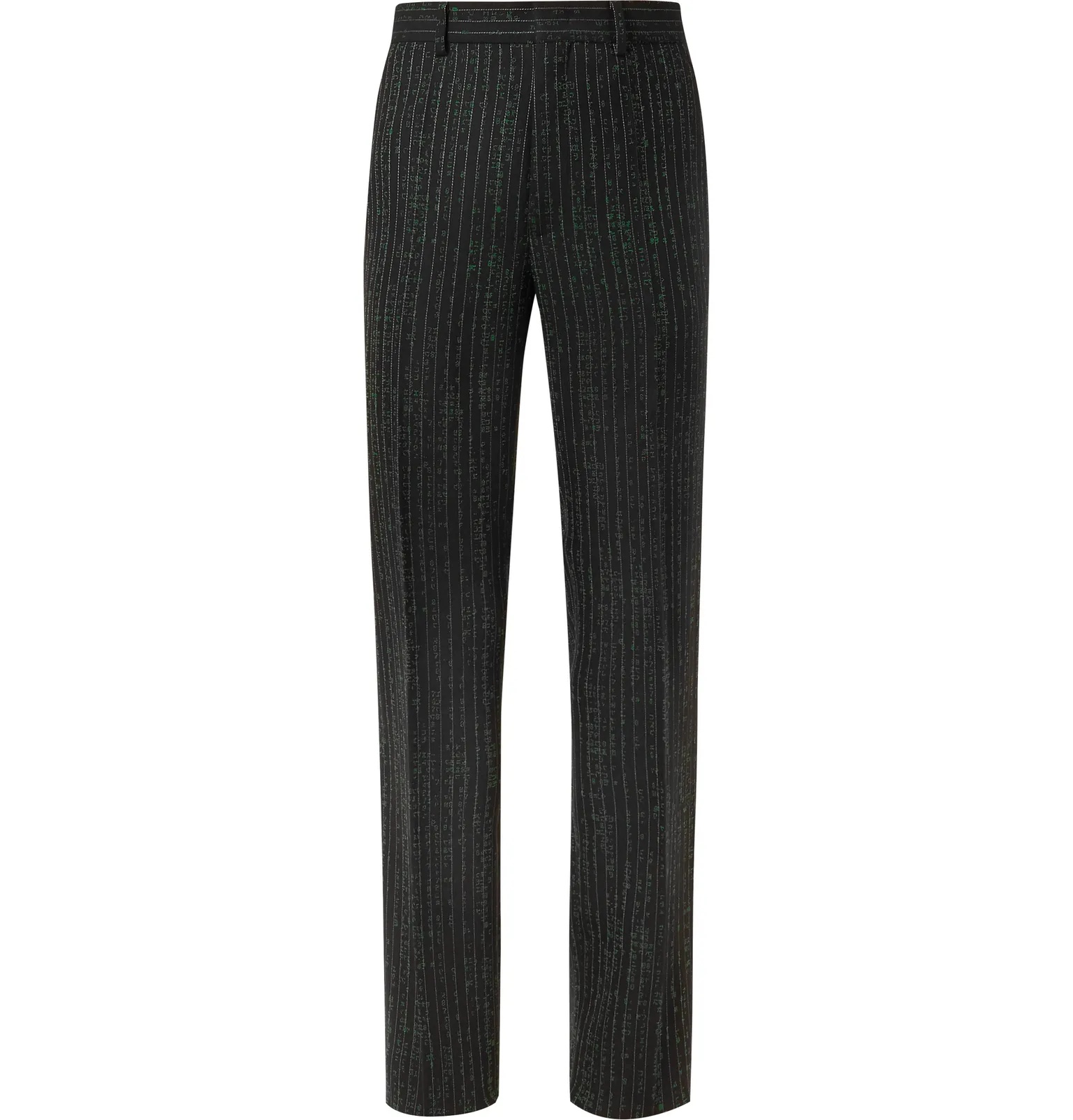 Printed Pinstriped Virgin Wool-Blend Jersey Trousers - 1