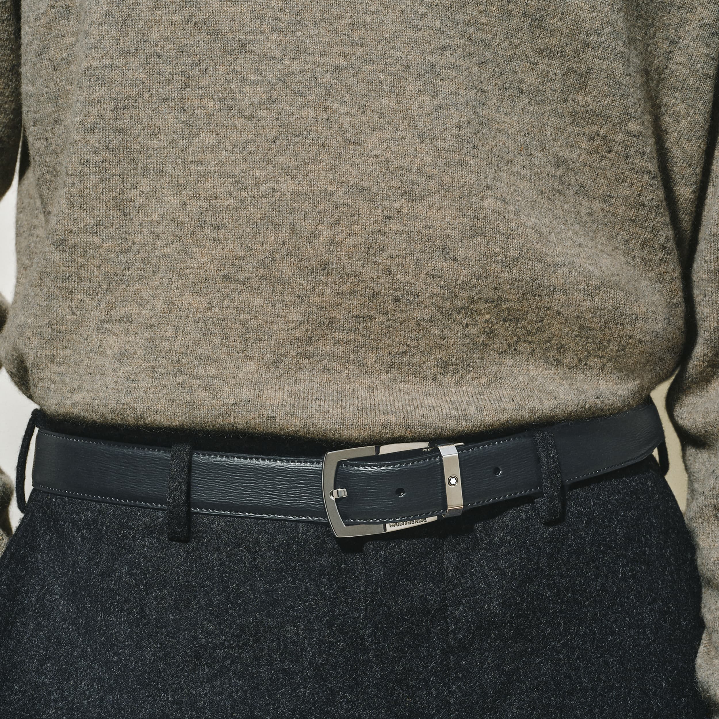 Black 30 mm leather belt - 2