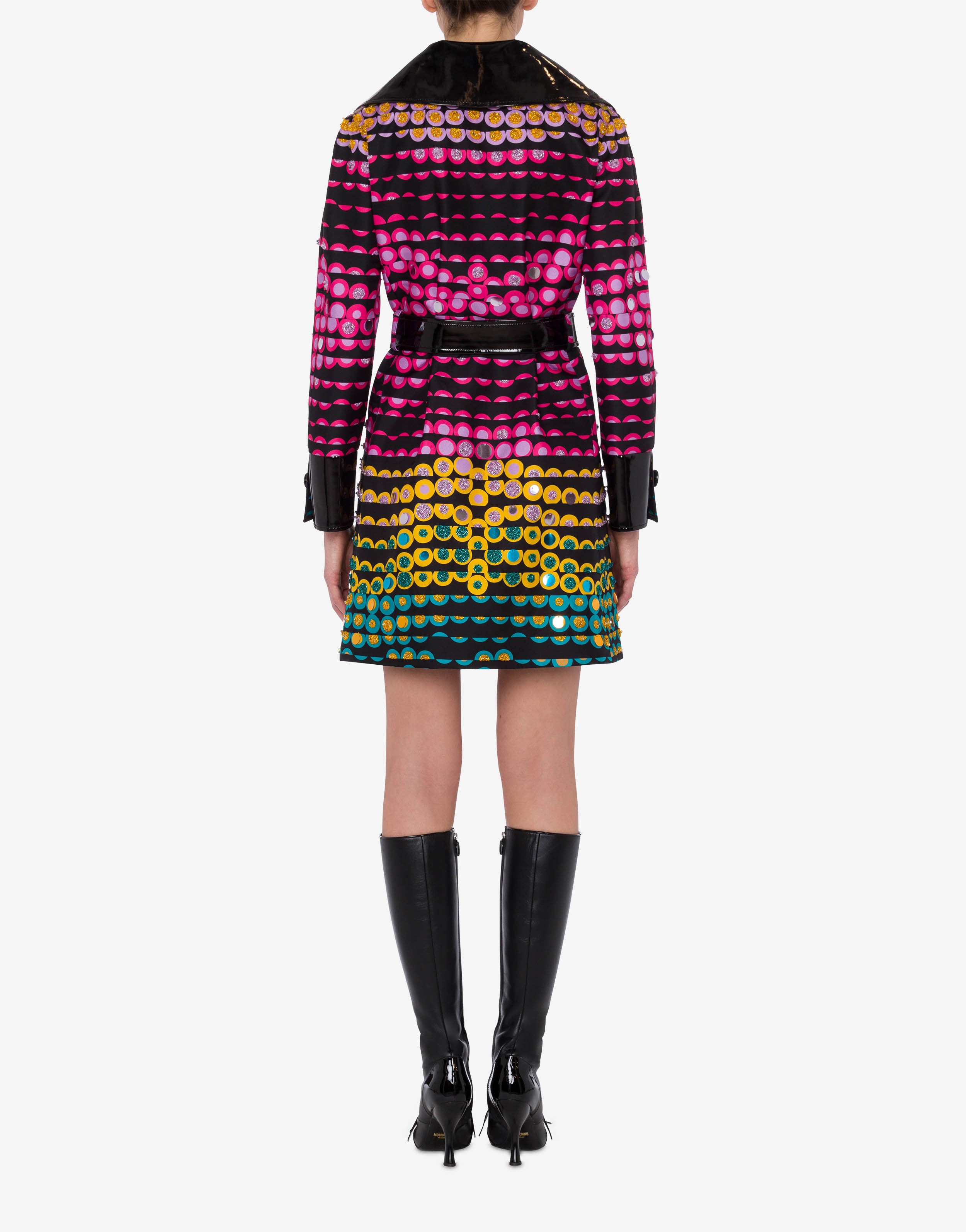 EMBROIDERED POLKA DOTS SILK TWILL TRENCH COAT - 3