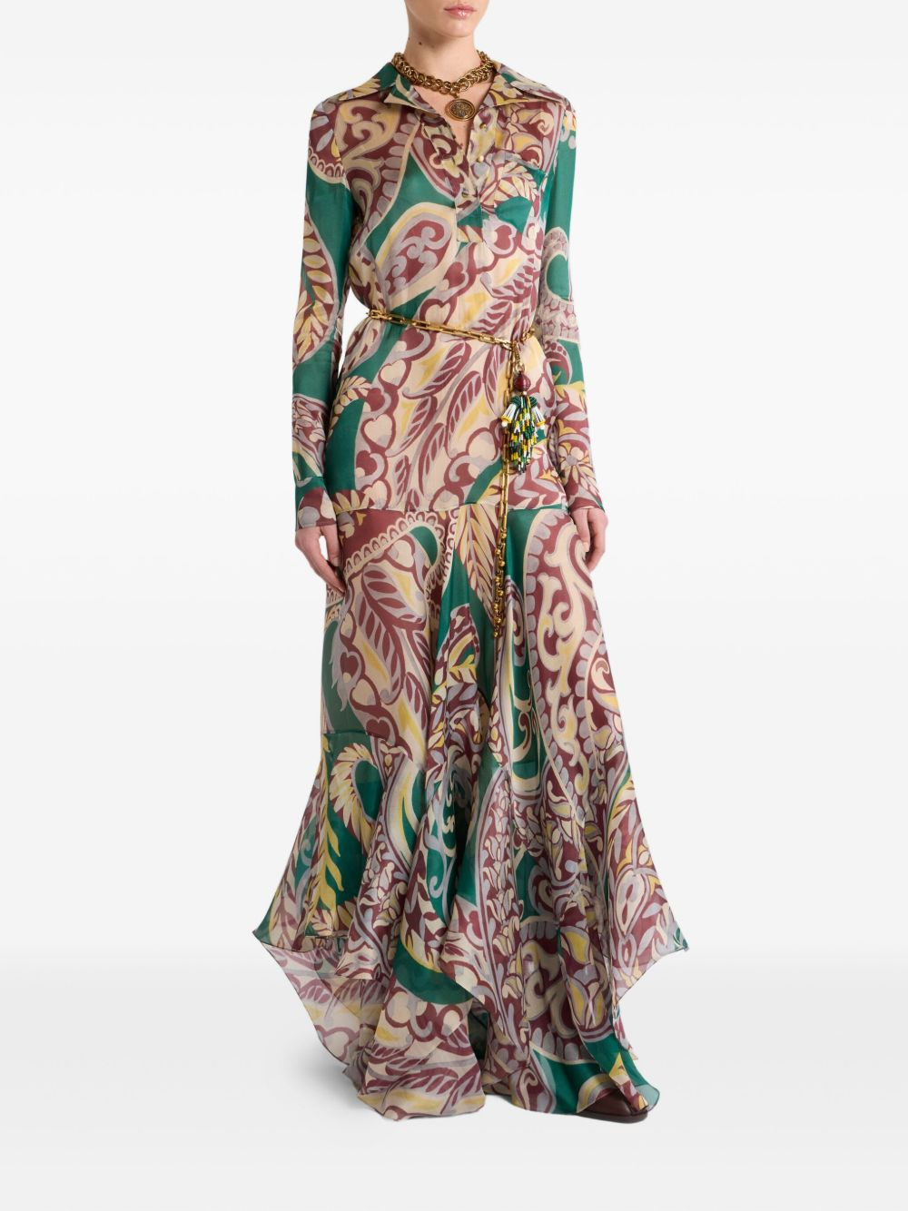 paisley-print ruffled maxi dress - 2