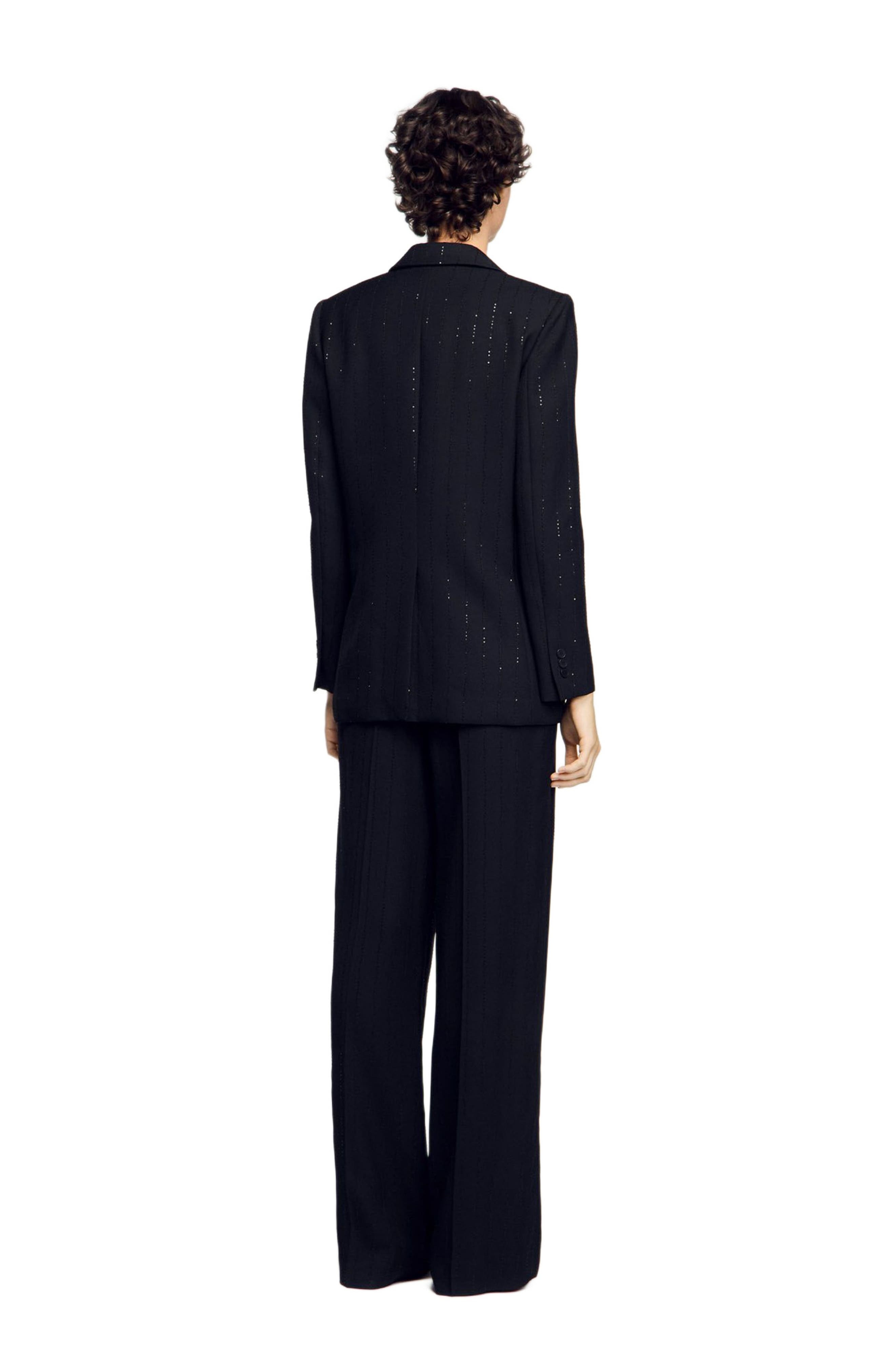 SANDRO Sequinned suit jacket in Black at Nordstrom - 2