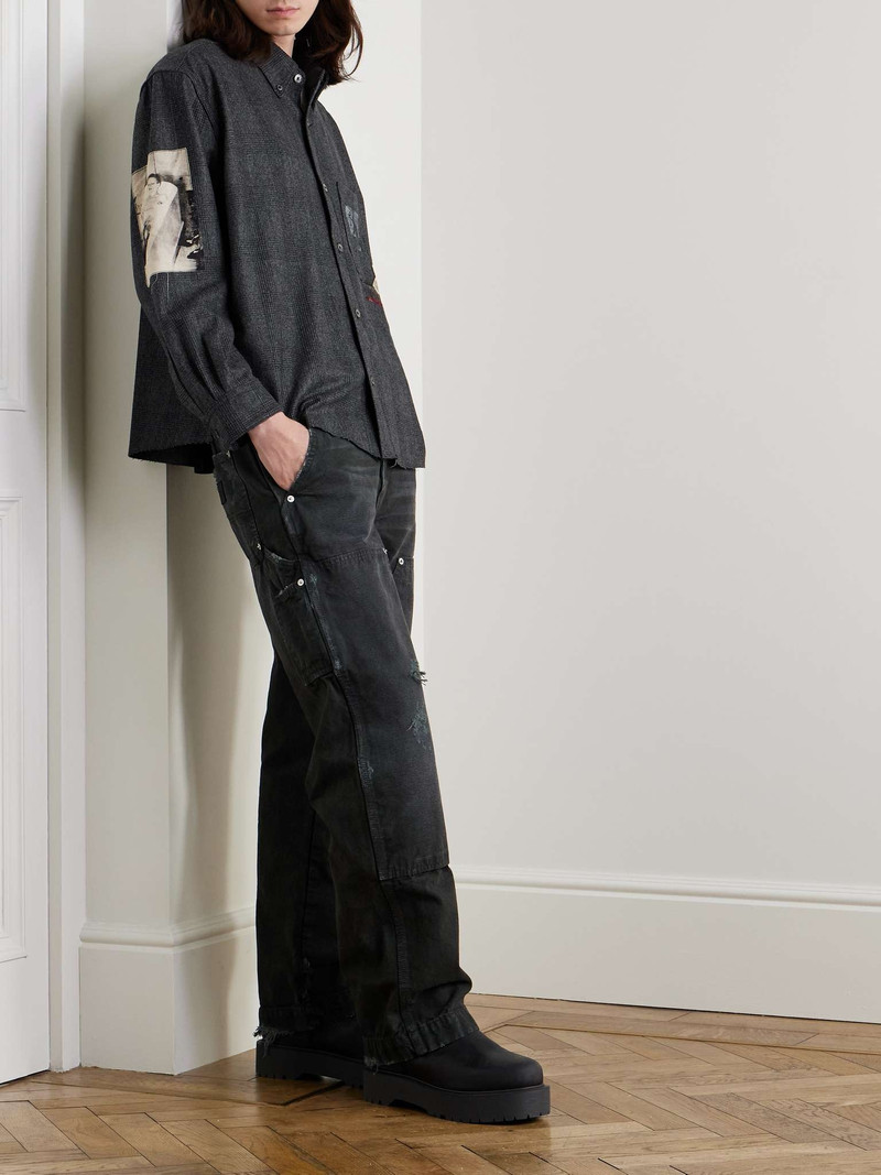 Enfants Riches Déprimés Printed Patchwork Checked Virgin Wool-Flannel Shirt outlook