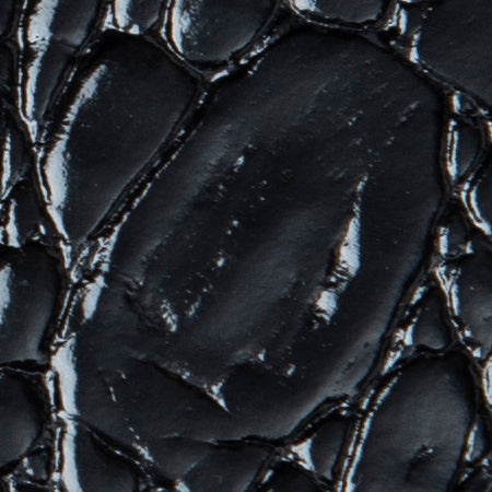 Vic Black Circular Croco Embossed Leather Belt - 5