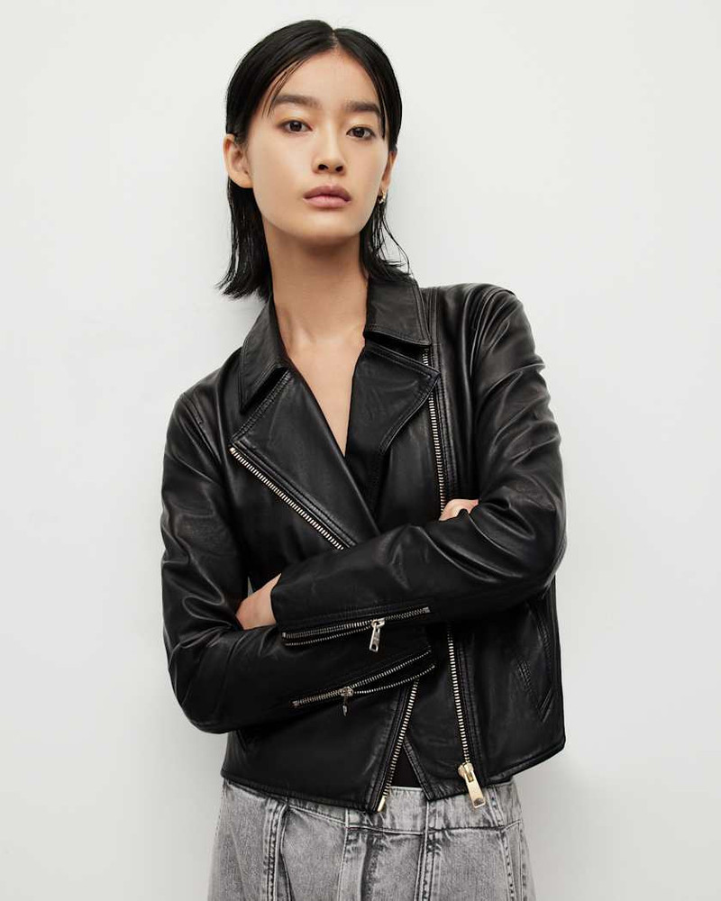 ALLSAINTS VELA SLIM FIT LEATHER BIKER JACKET outlook