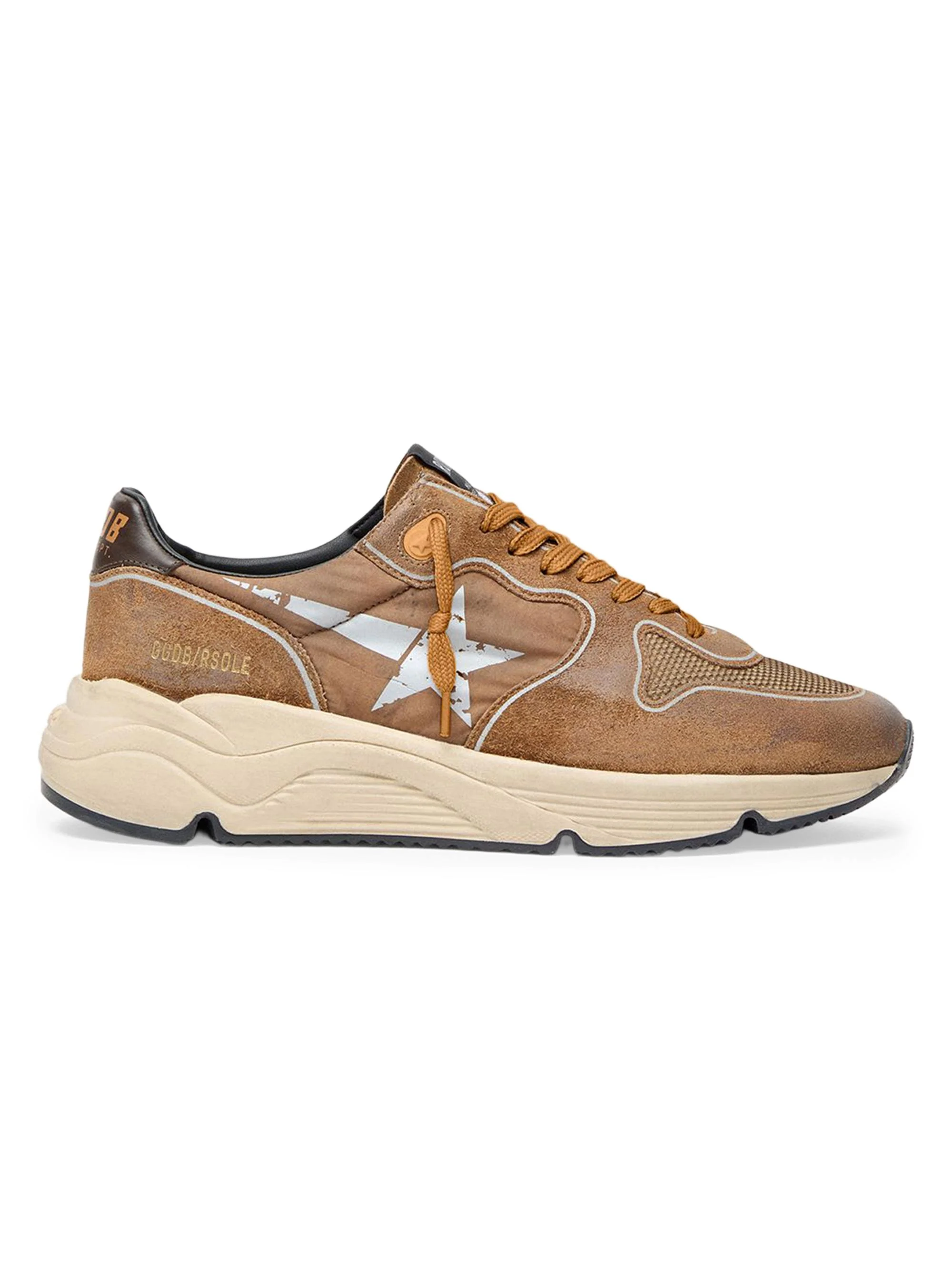 Men's Running Sole Suede & Mesh Low-Top Sneakers - Burnt Brown - 1