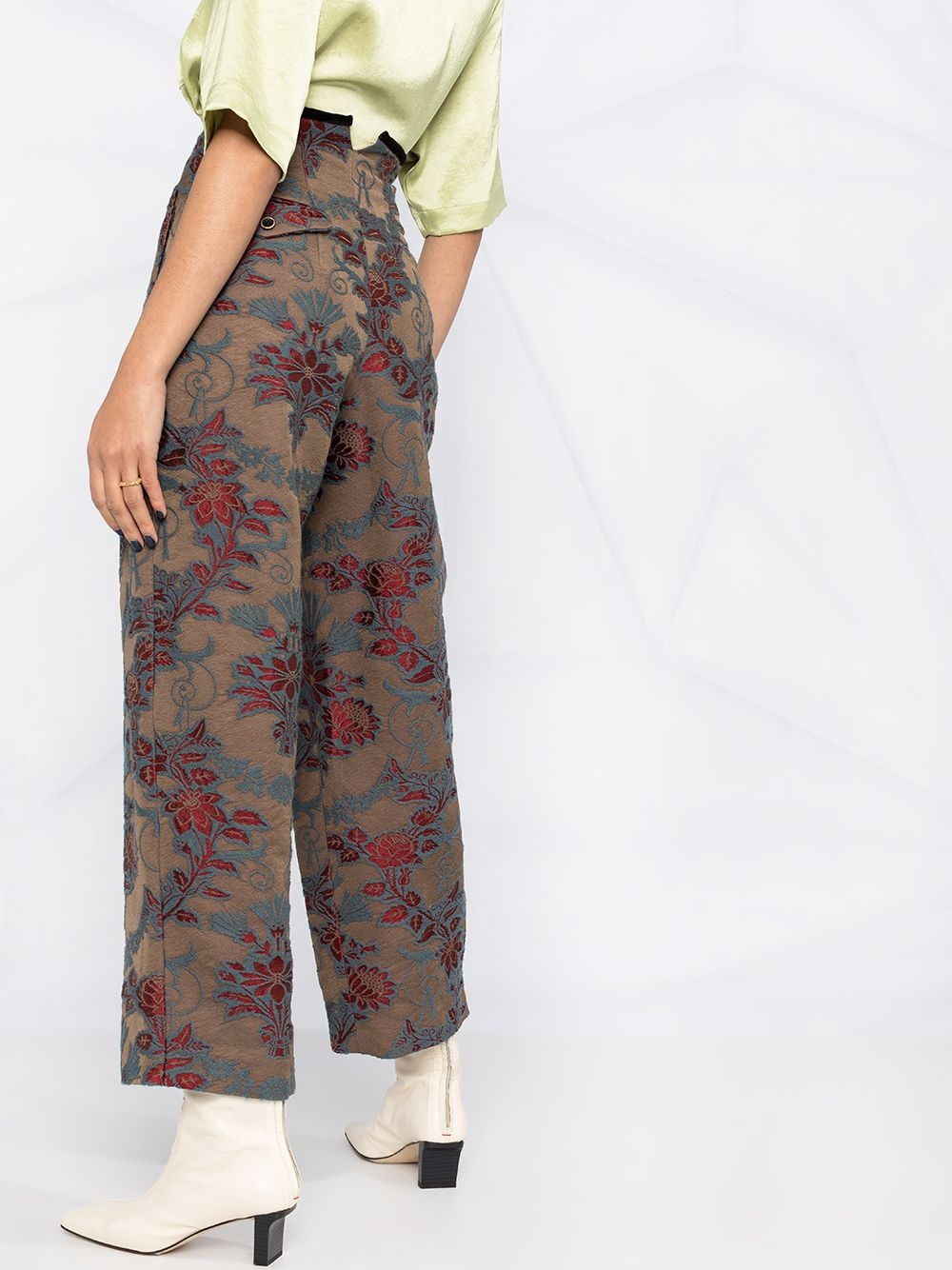 high-waisted floral print tapered trousers - 3