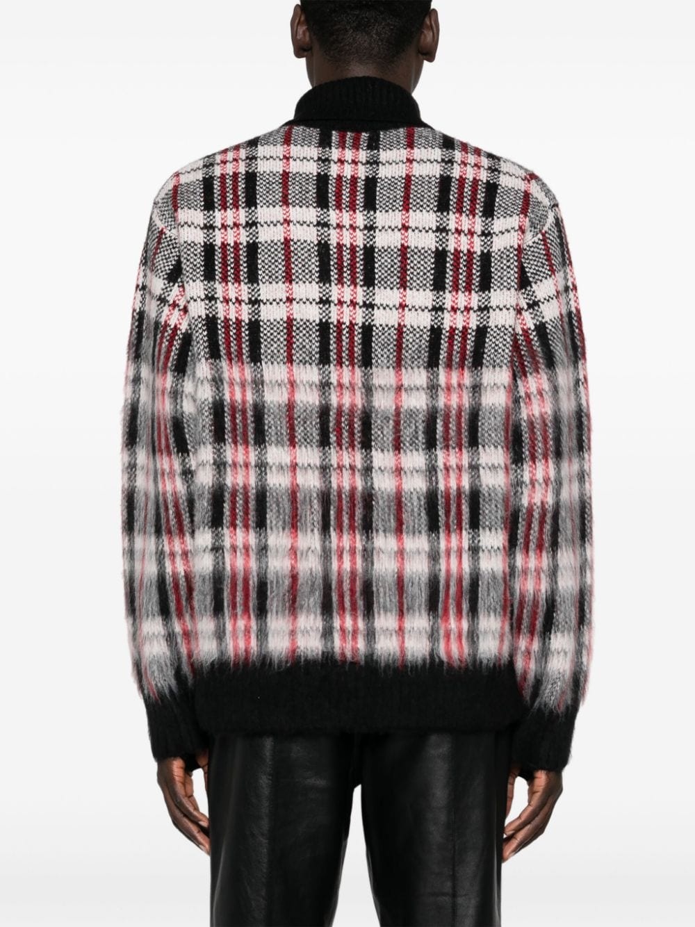 brushed plaid-check sweater - 4